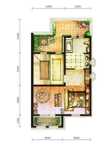 桃花仑路散盘  3室2厅1卫   600.00元/月户型图