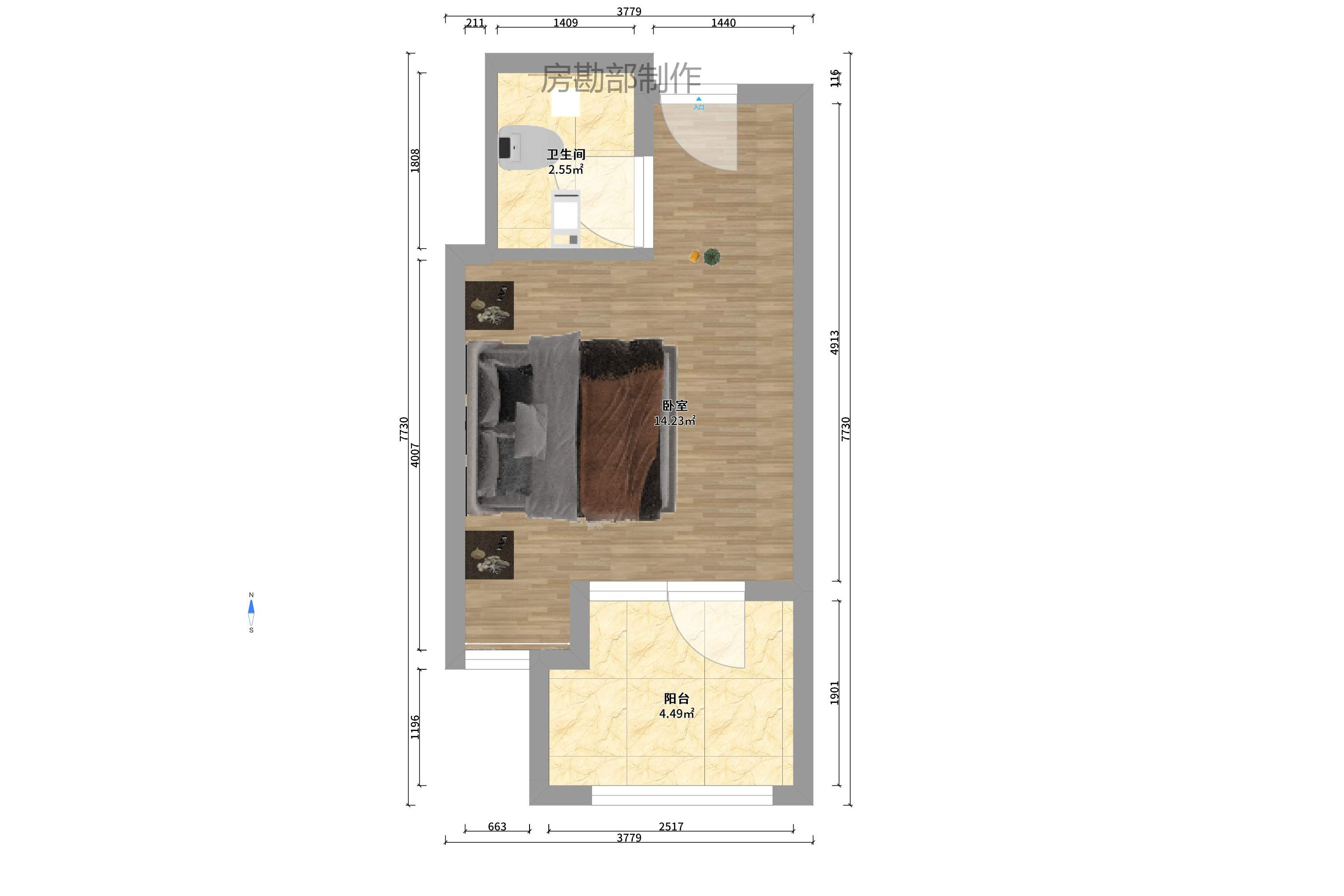 建安像素汇  1室1厅1卫   27.00万户型图