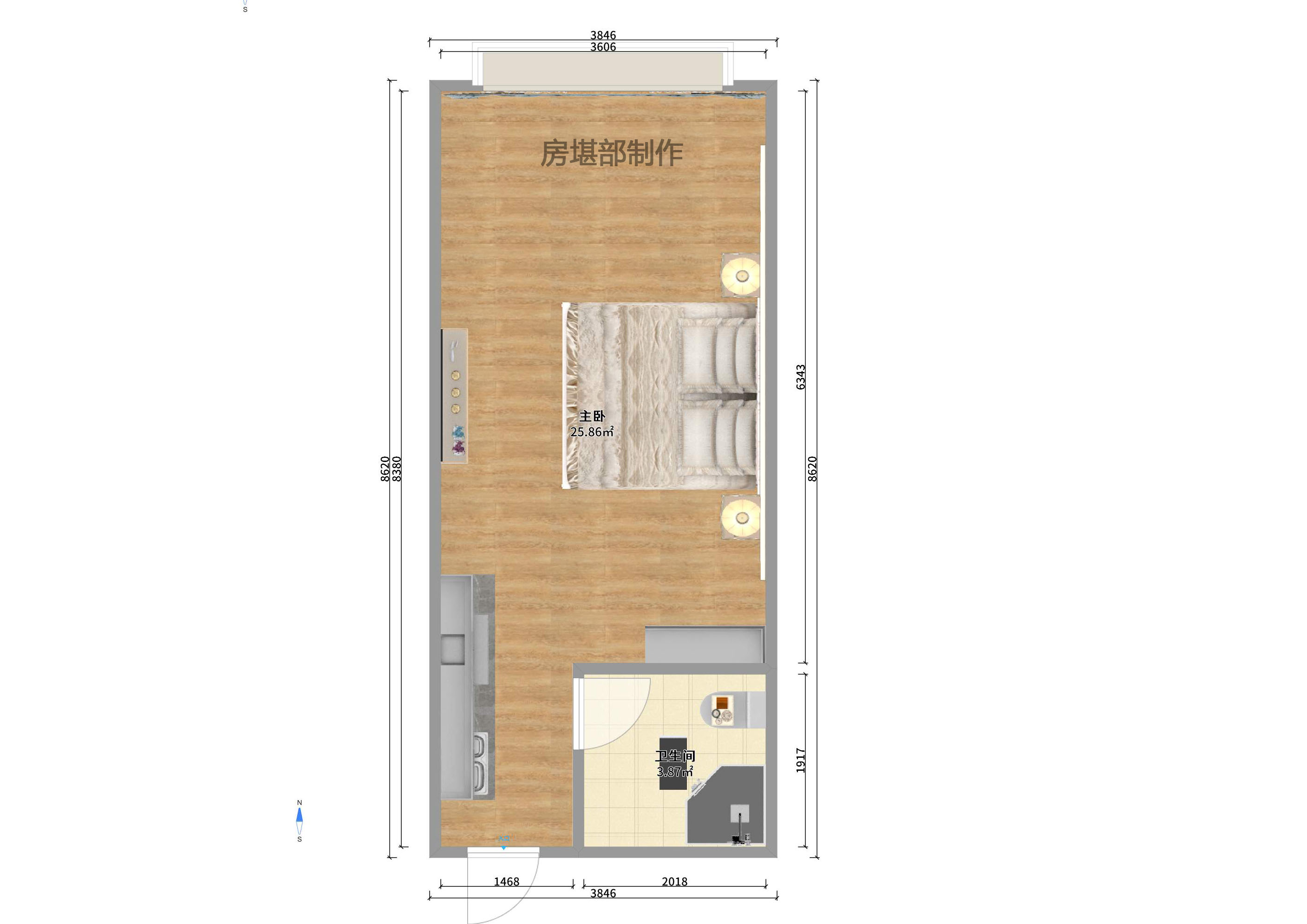 海伦春天  1室1厅1卫   800.00元/月户型图