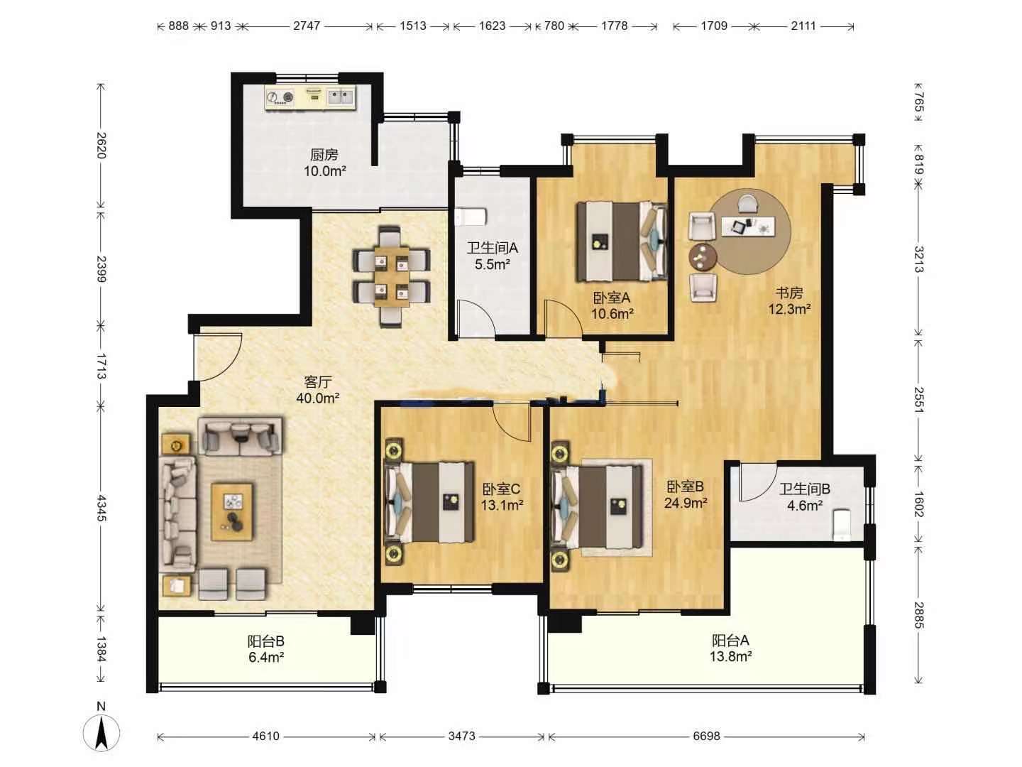 融侨馨苑  3室2厅2卫   525.00万户型图