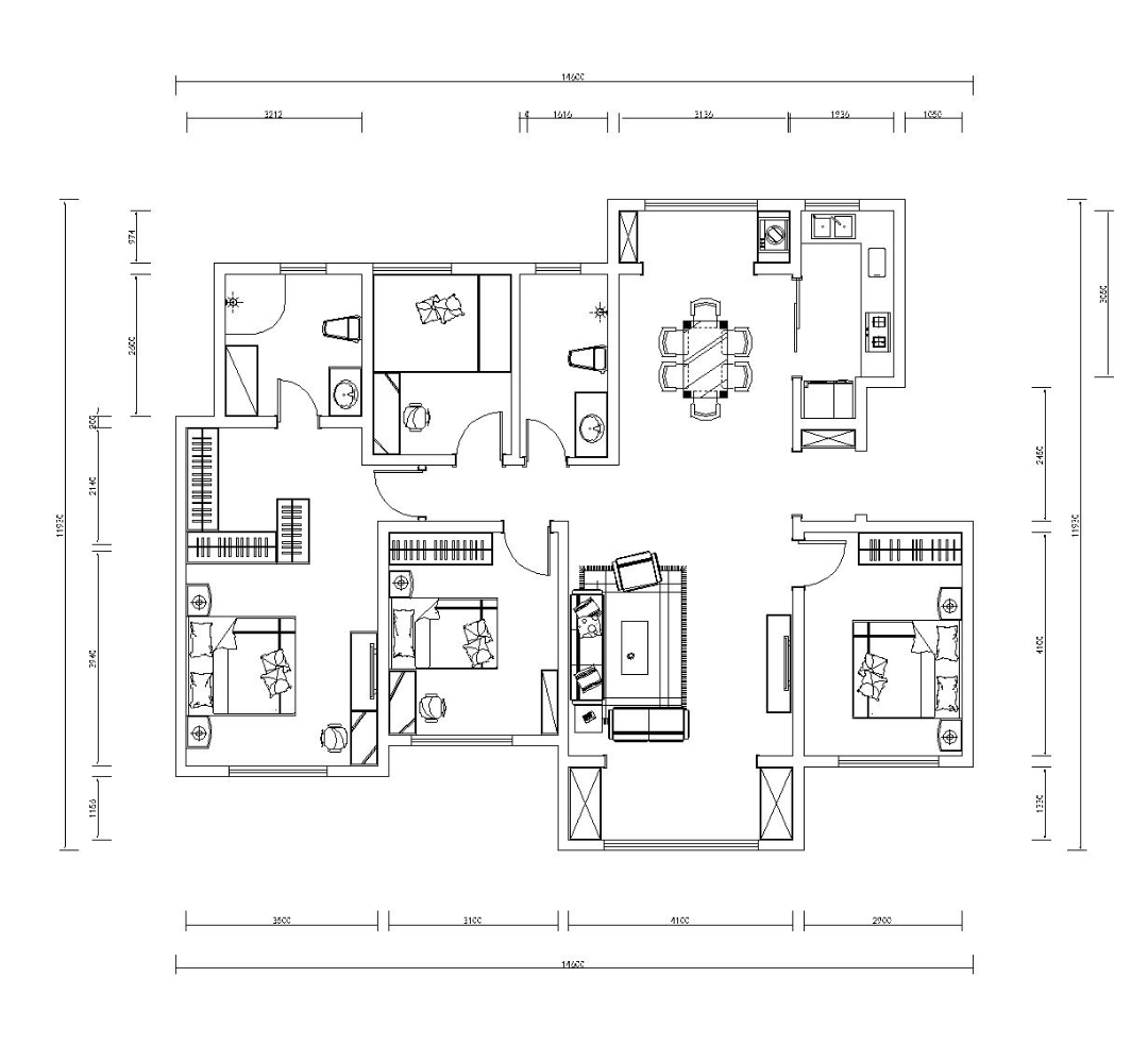 省直机关三爻小区  3室2厅1卫   3000.00元/月户型图