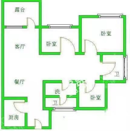 万科翡翠公园  4室1厅2卫   3000.00元/月户型图