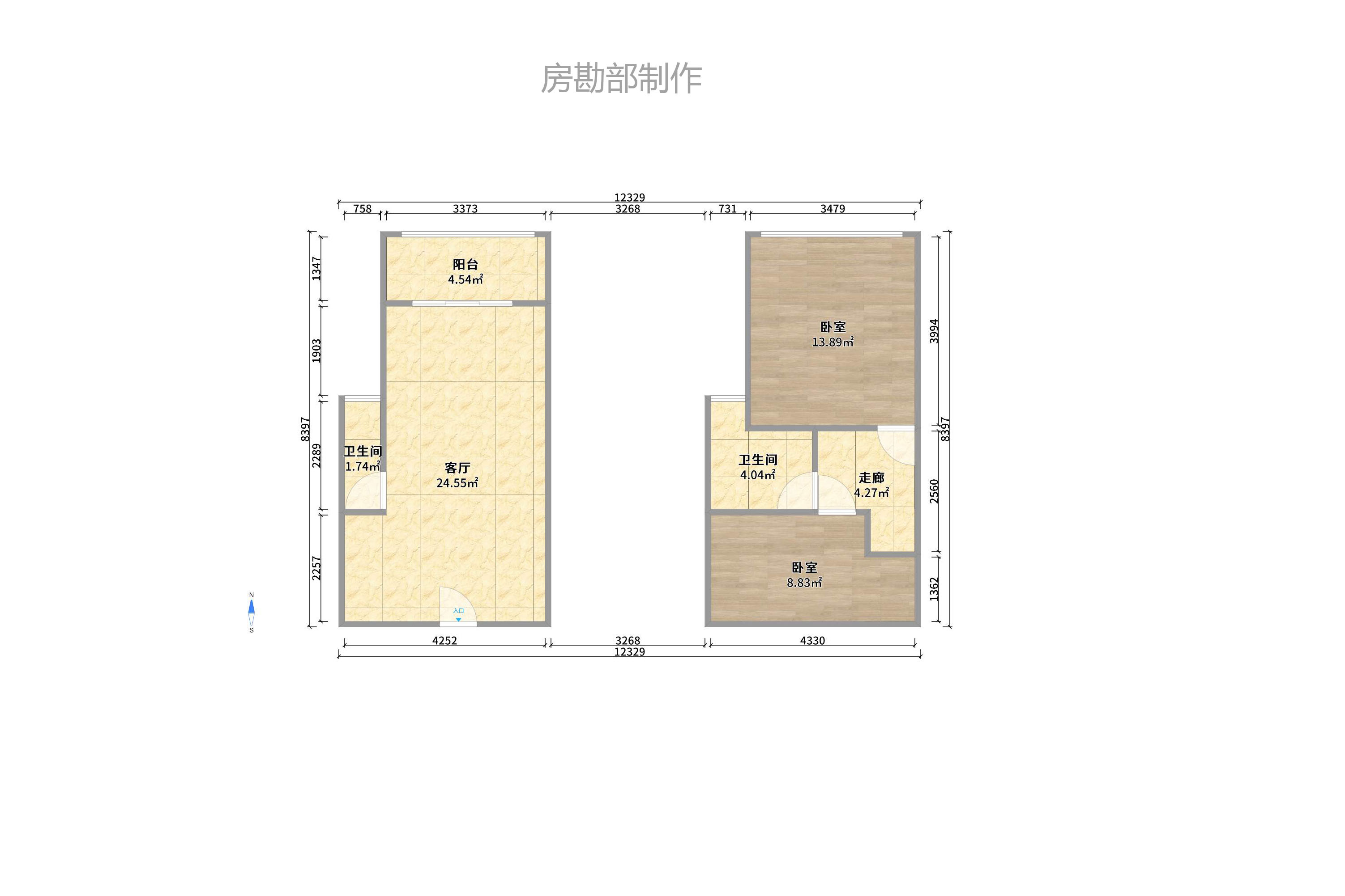 勤诚达新界 2室2厅2卫 1600.0元/月 勤诚达新界 2室2厅2卫 1600.0元/月户型图