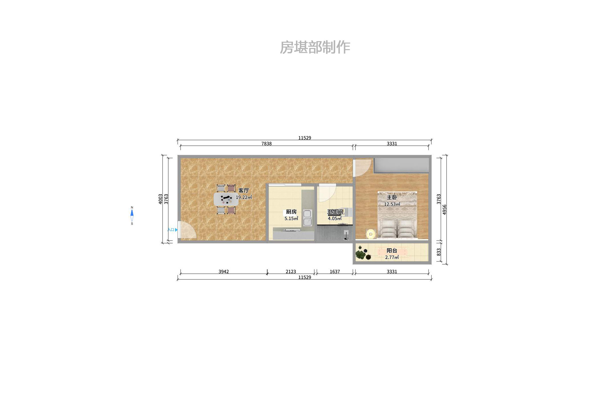 天剑华城 1室1厅1卫 1600.0元/月 天剑华城 1室1厅1卫 1600.0元/月户型图