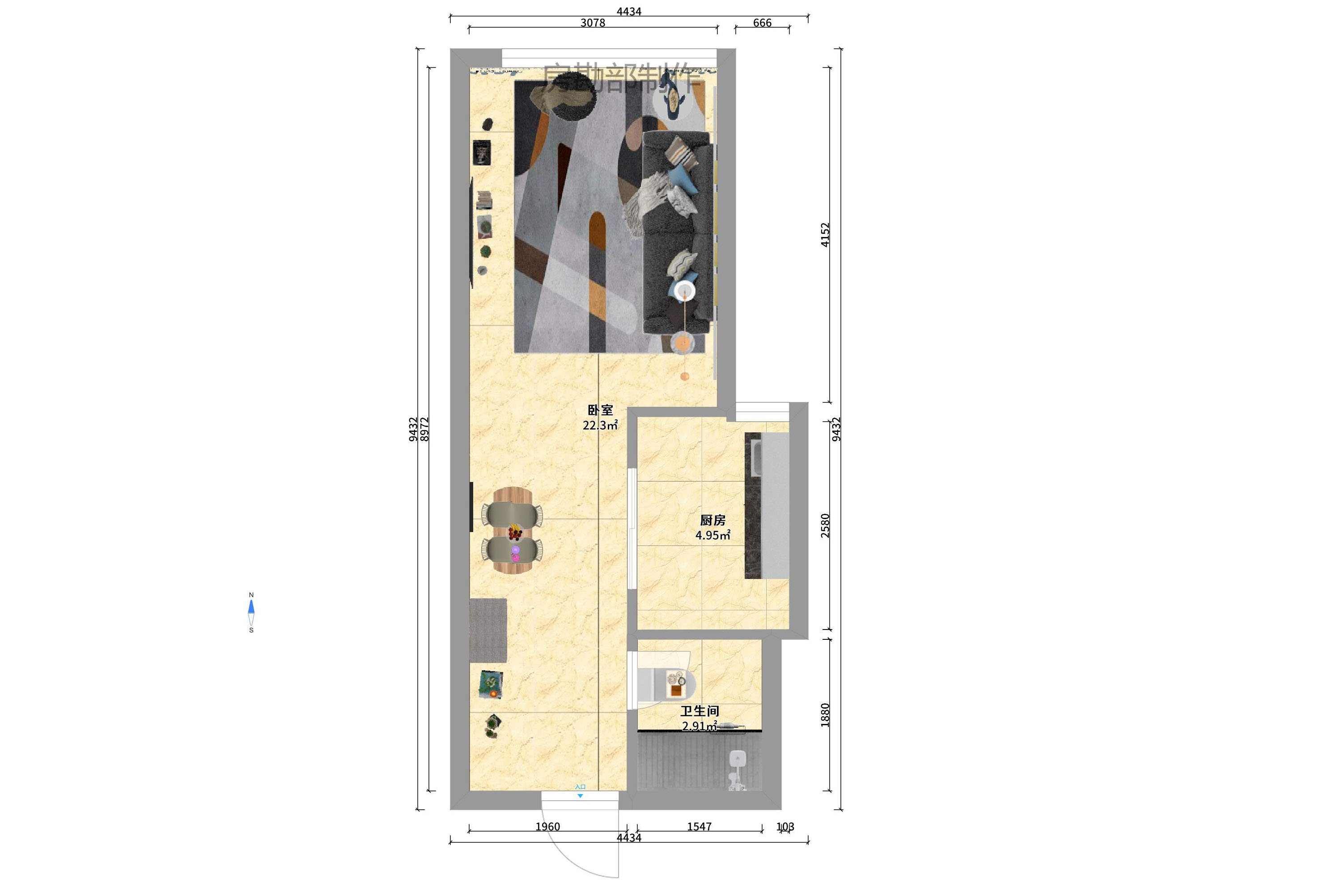 罗马国际公寓  1室1厅1卫    30.8万户型图