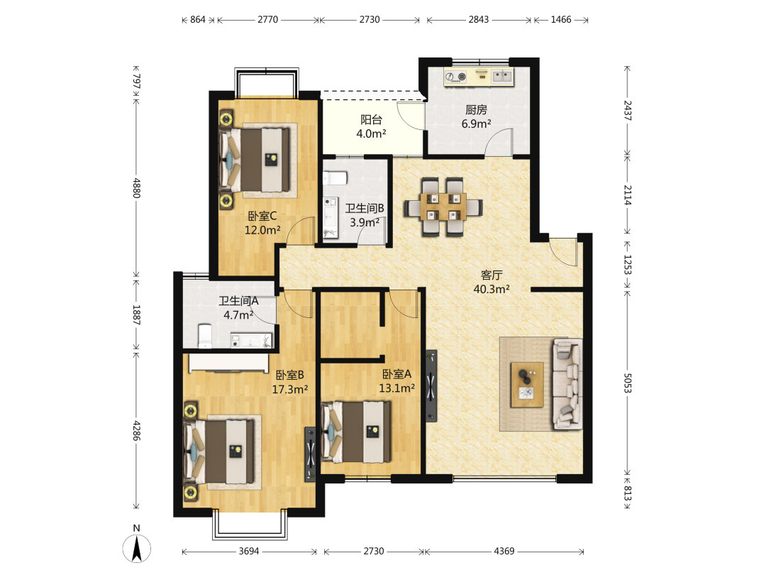 南湖尚景  2室2厅1卫    1800.0元/月 南湖尚景  2室2厅1卫    1800.0元/月户型图