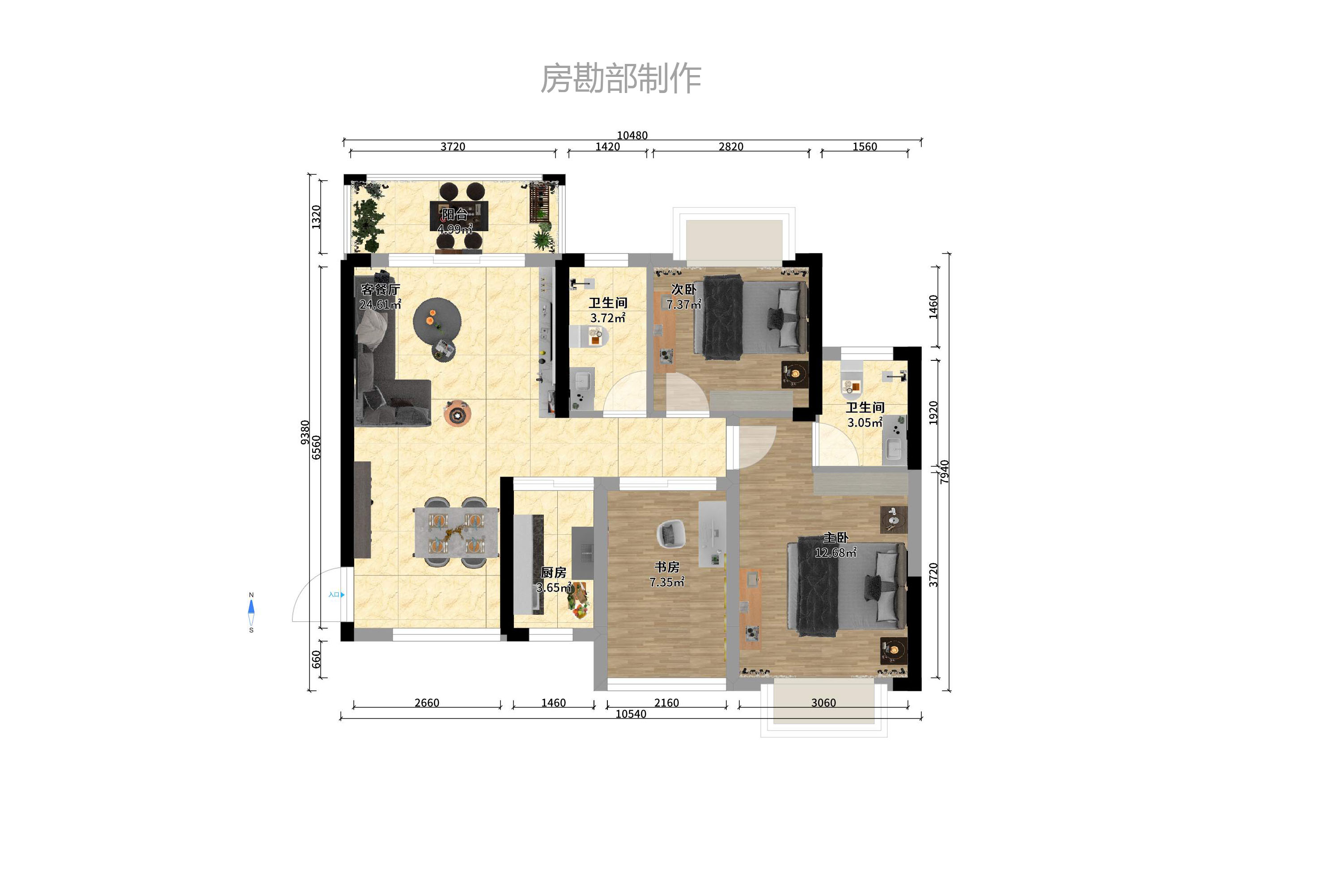 七里香榭 3室2厅1卫 1800.0元/月 七里香榭 3室2厅1卫 1800.0元/月户型图
