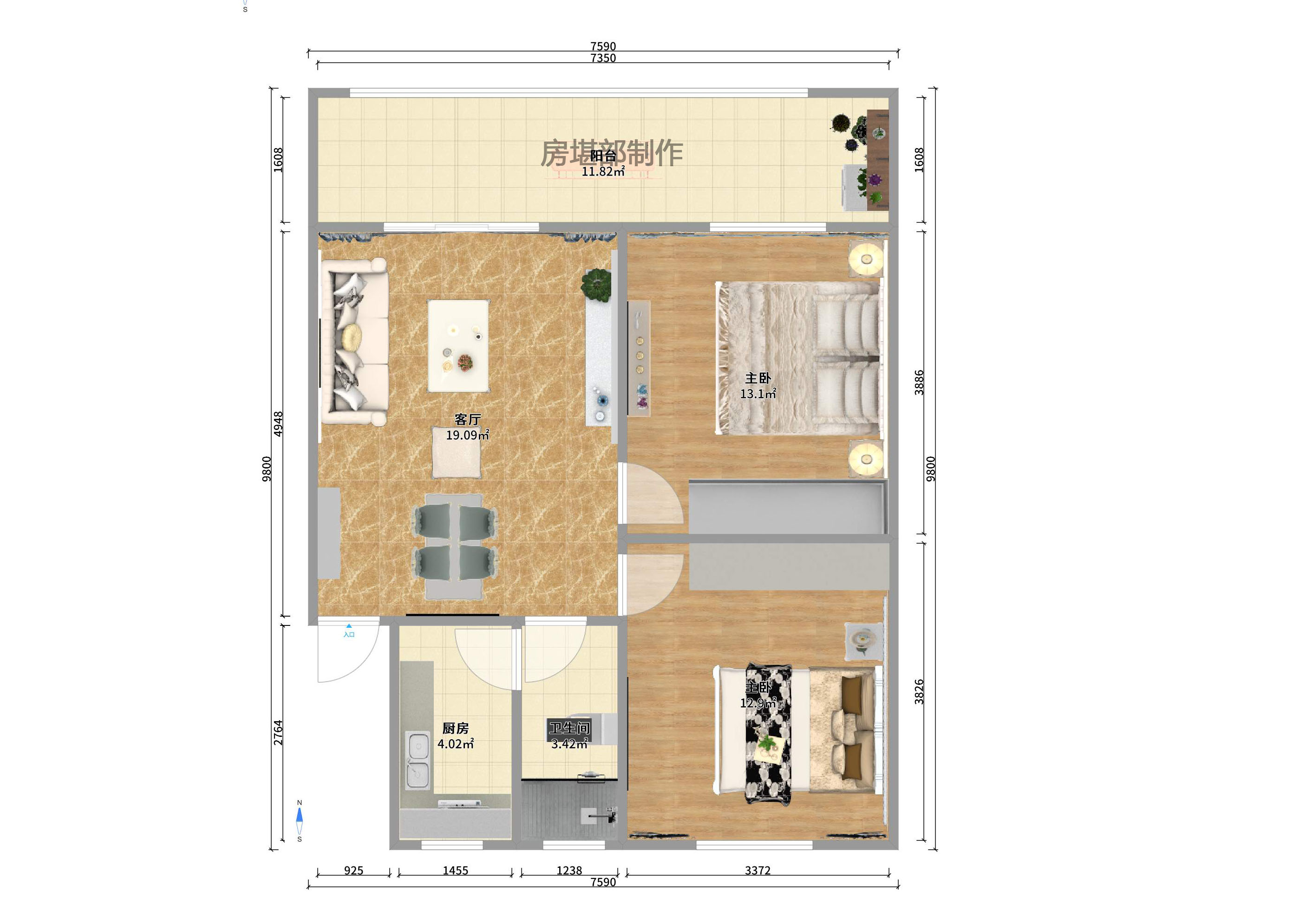 航天大院 2室2厅1卫 1700.0元/月 航天大院 2室2厅1卫 1700.0元/月户型图