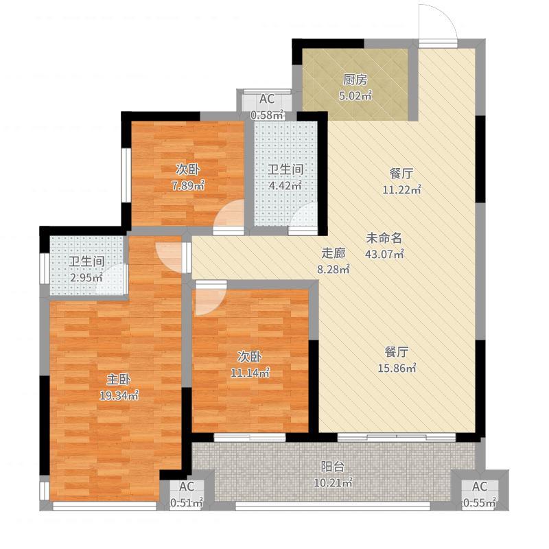 大同沁园  3室2厅2卫    76.8万 大同沁园  3室2厅2卫    76.8万户型图