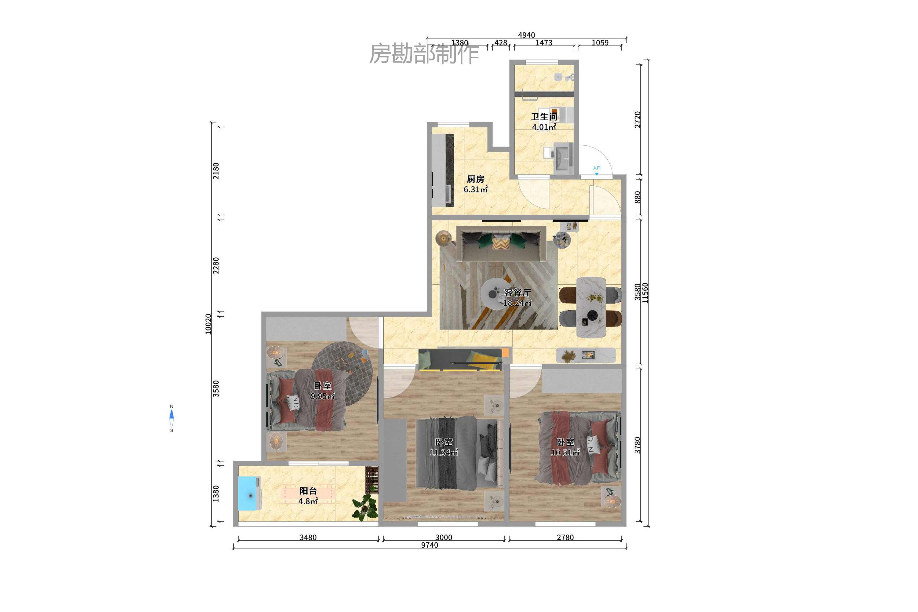 隆华金属宿舍  3室2厅1卫    2400.0元/月 隆华金属宿舍  3室2厅1卫    2400.0元/月户型图