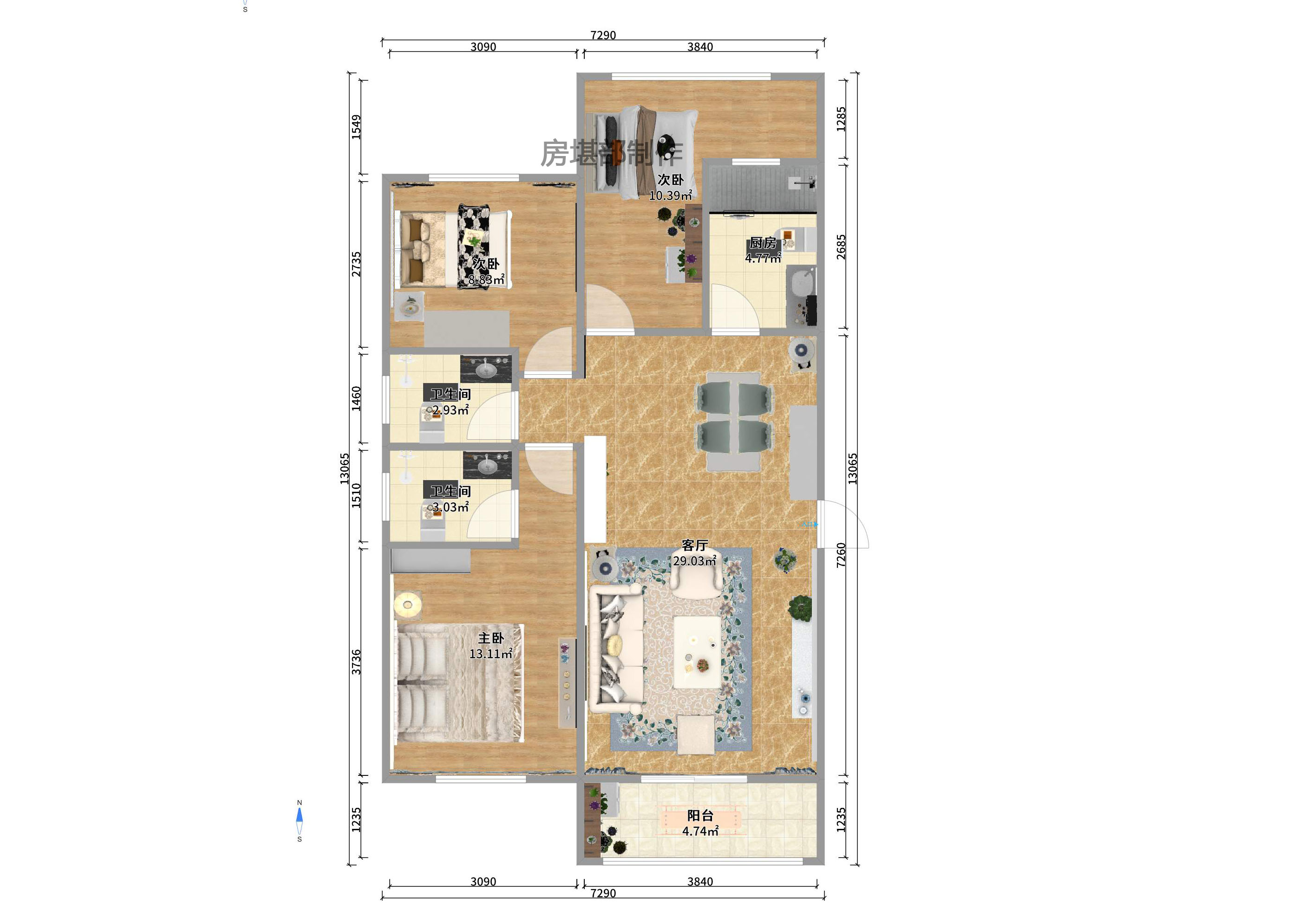 城市山水豪园(山水城市风景) 3室2厅2卫 2600.0元/月 城市山水豪园(山水城市风景) 3室2厅2卫 2600.0元/月户型图