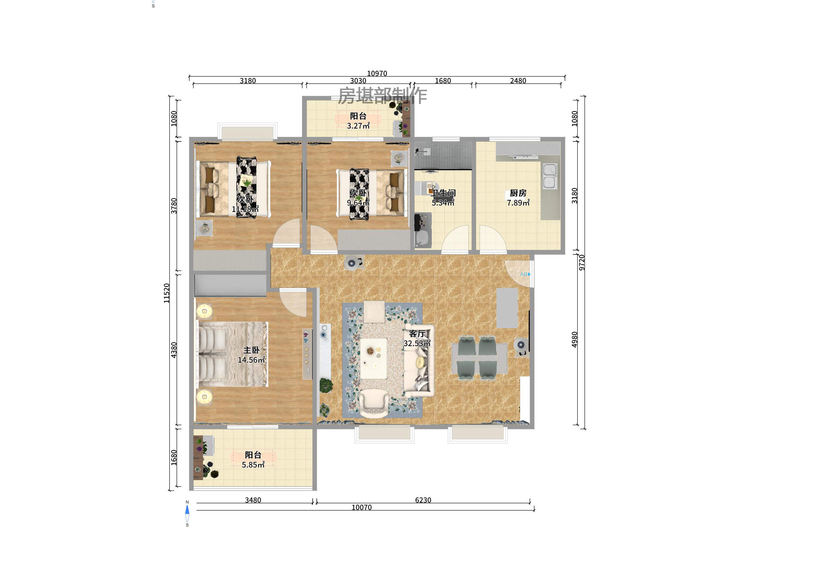山水湾 3室2厅1卫 1700.0元/月 山水湾 3室2厅1卫 1700.0元/月户型图