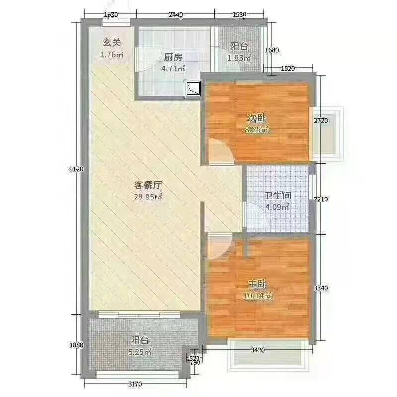 龙泉路散盘（里面有塘头）  2室1厅1卫   800.00元/月户型图