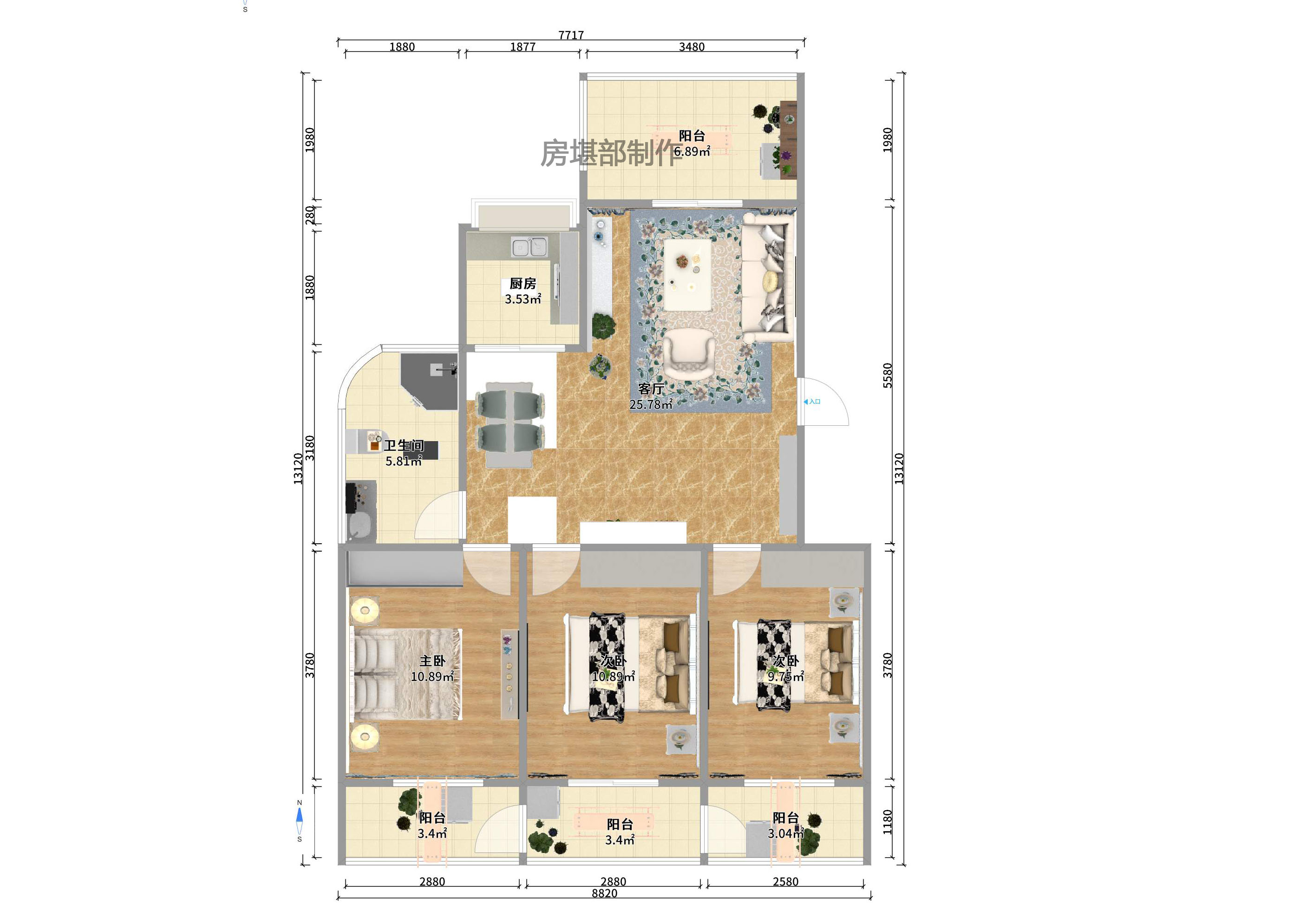 湖南省老干部活动中心 3室2厅2卫 2600.0元/月 湖南省老干部活动中心 3室2厅2卫 2600.0元/月户型图
