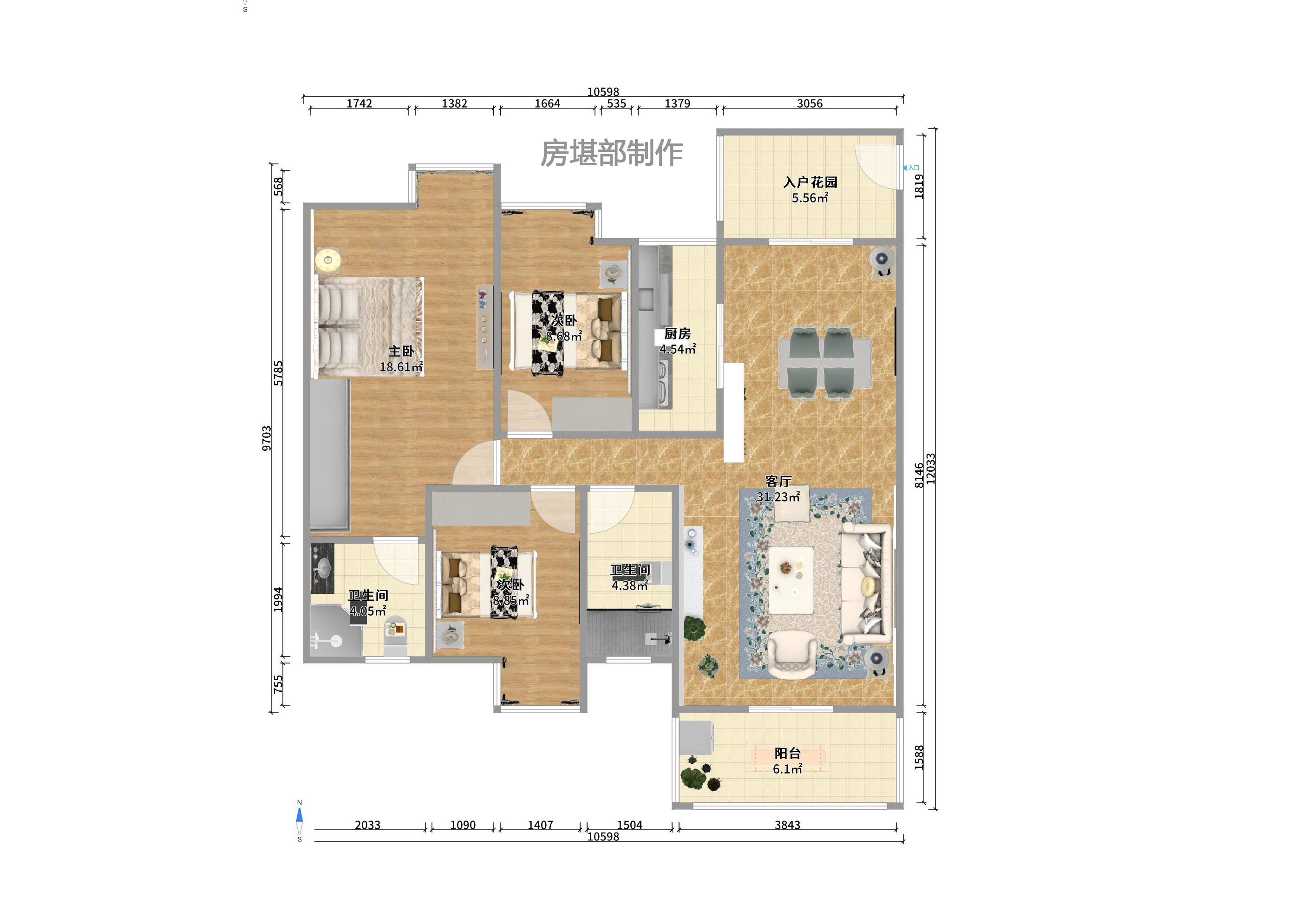 天城泰祥苑 3室2厅2卫 2800.0元/月 天城泰祥苑 3室2厅2卫 2800.0元/月户型图