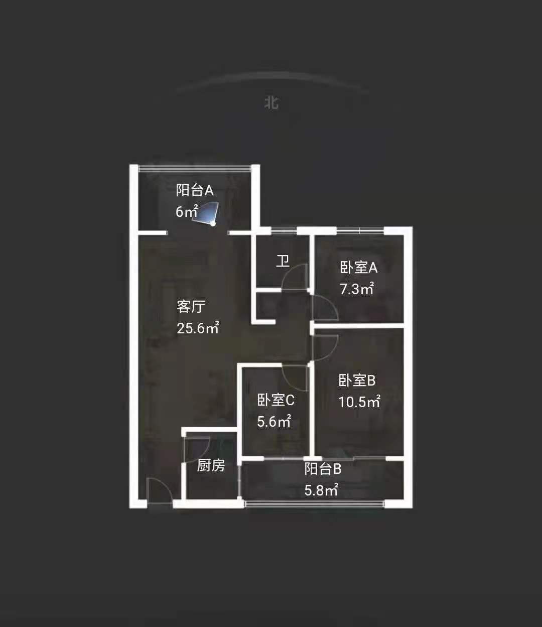 北寨子村安置楼  3室2厅1卫   2600.00元/月户型图