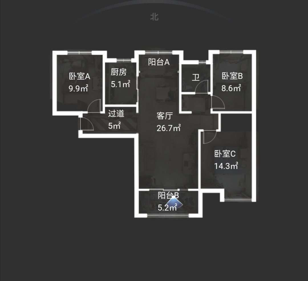 保利曲江春天里  3室2厅2卫   285.00万户型图