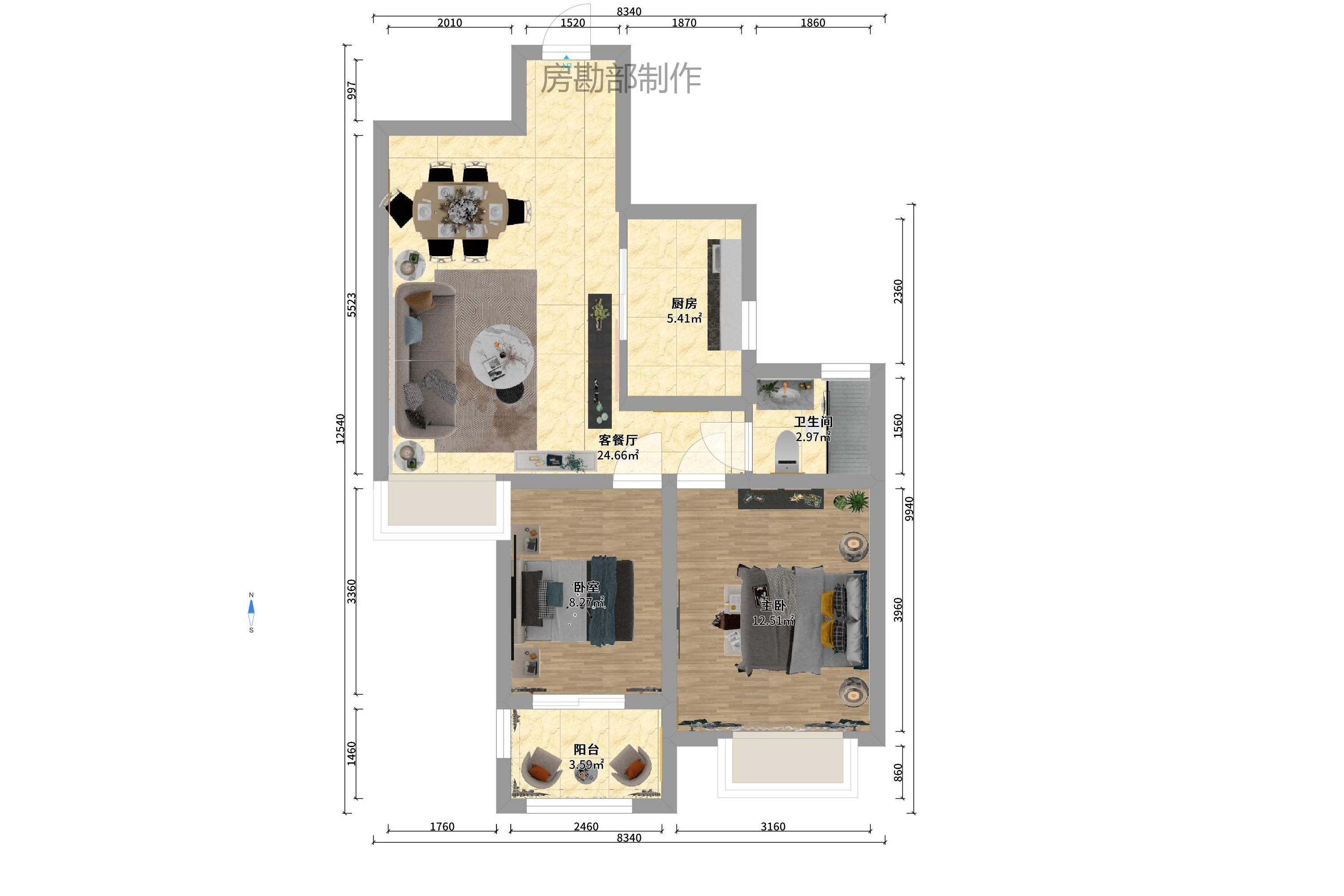 怡海星城 2室1厅1卫 1500.0元/月 怡海星城 2室1厅1卫 1500.0元/月户型图