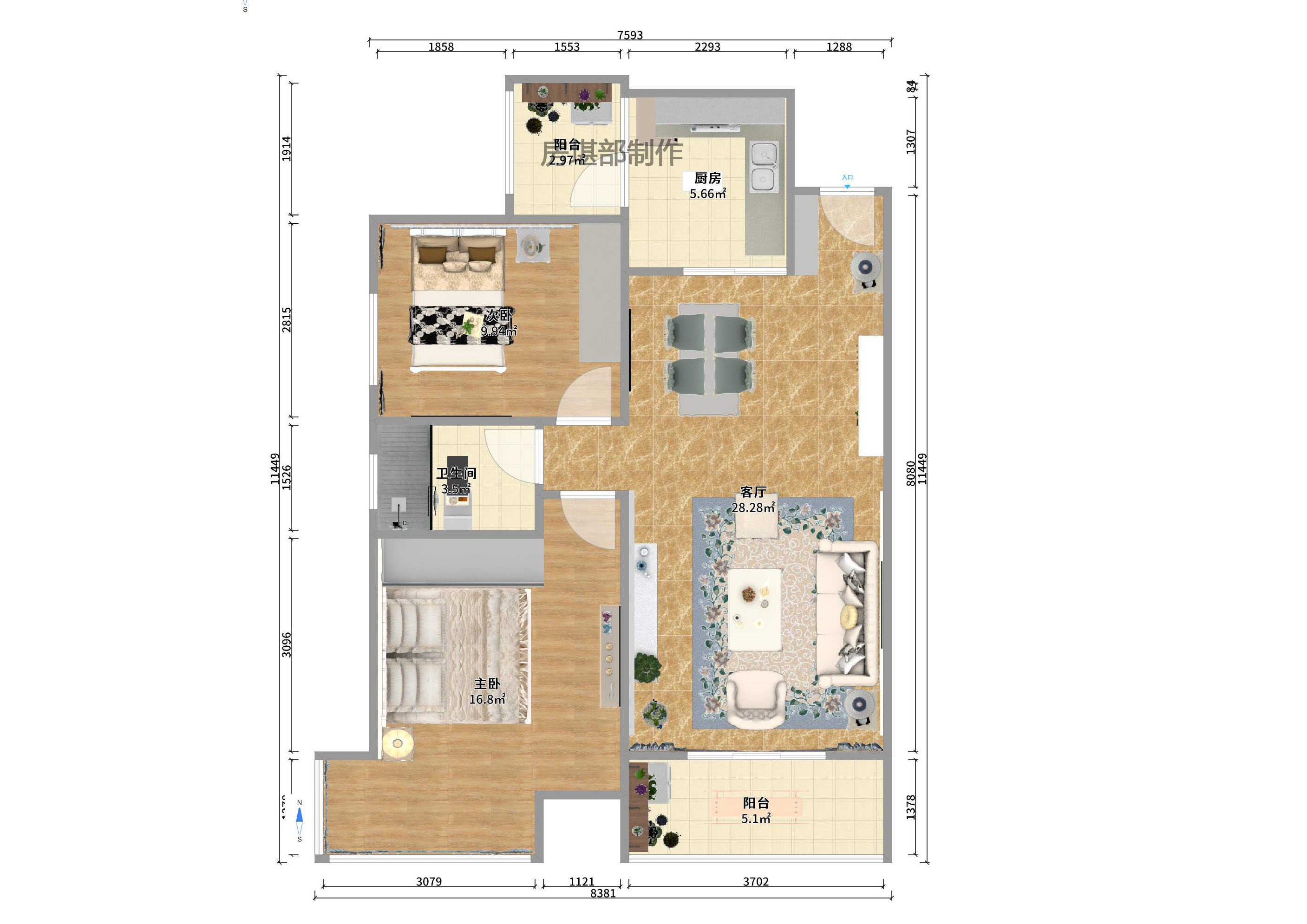 三万英尺 3室2厅1卫 2700.0元/月 三万英尺 3室2厅1卫 2700.0元/月户型图