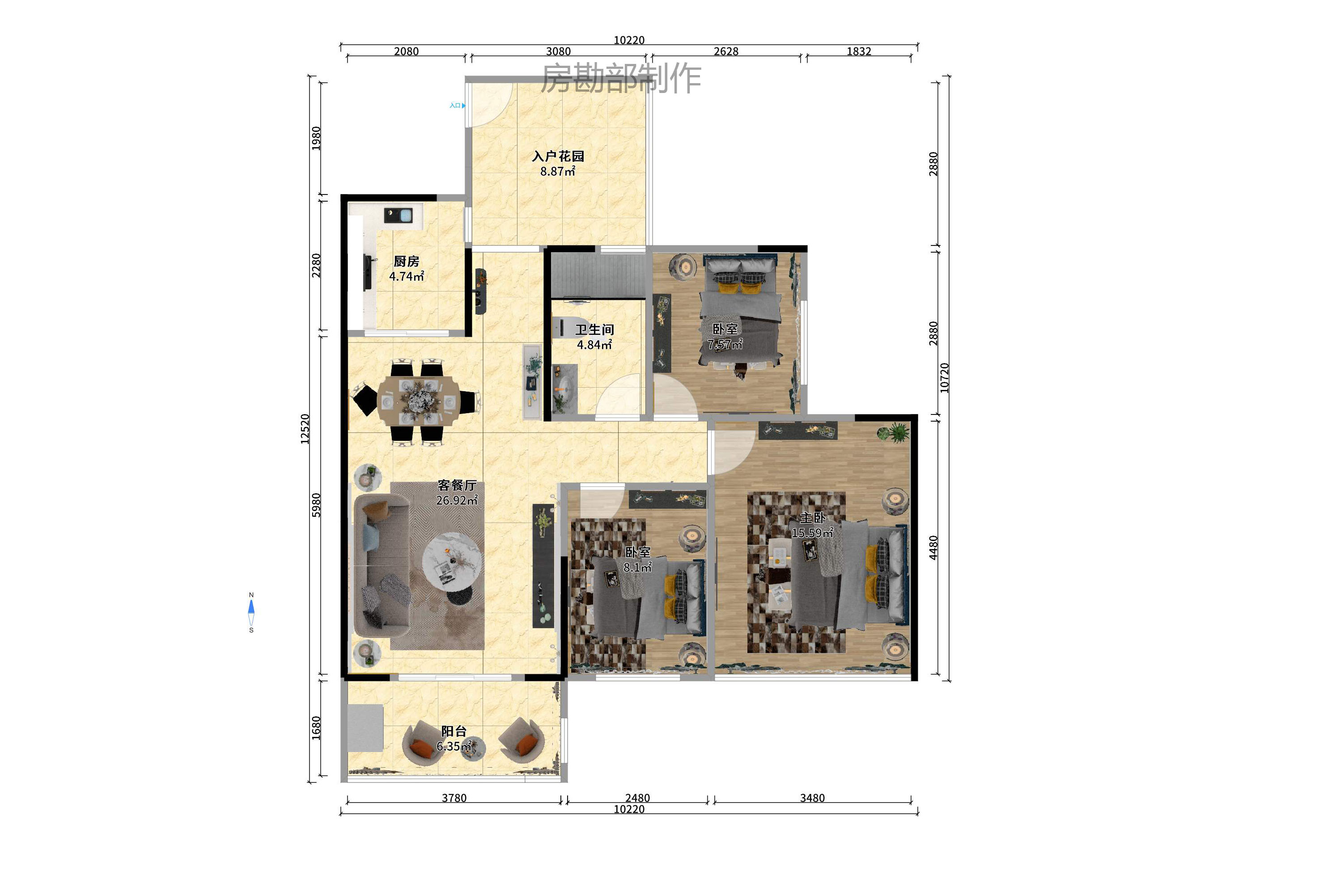 长房时代城  3室2厅1卫    2600.0元/月室内图1