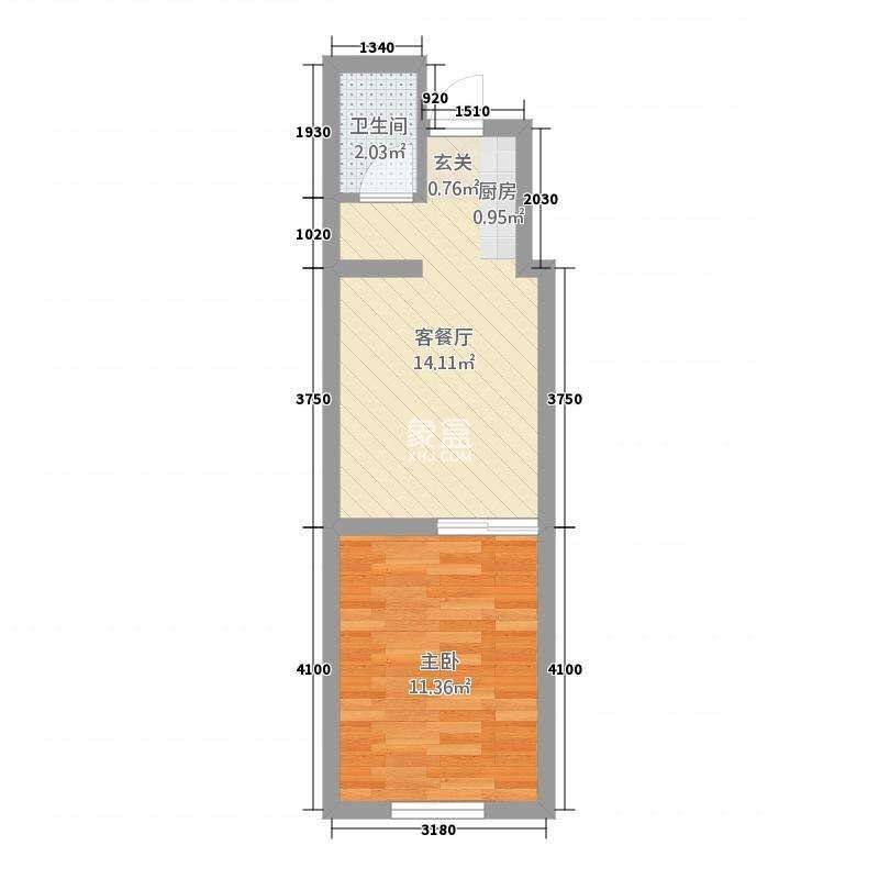 世纪名城  1室1厅1卫   26.00万户型图