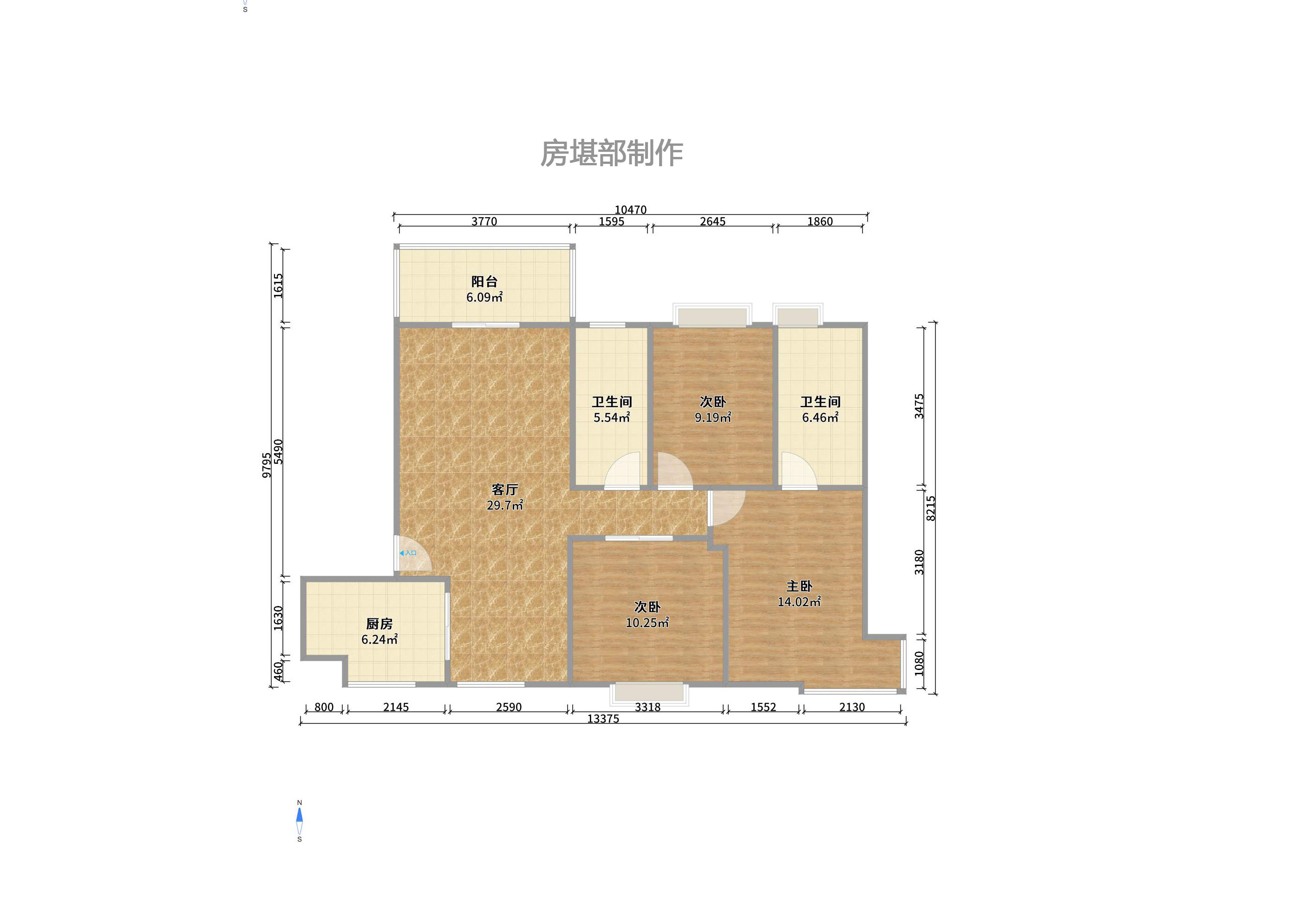 滨江君悦香邸  3室2厅2卫   3200.00元/月户型图