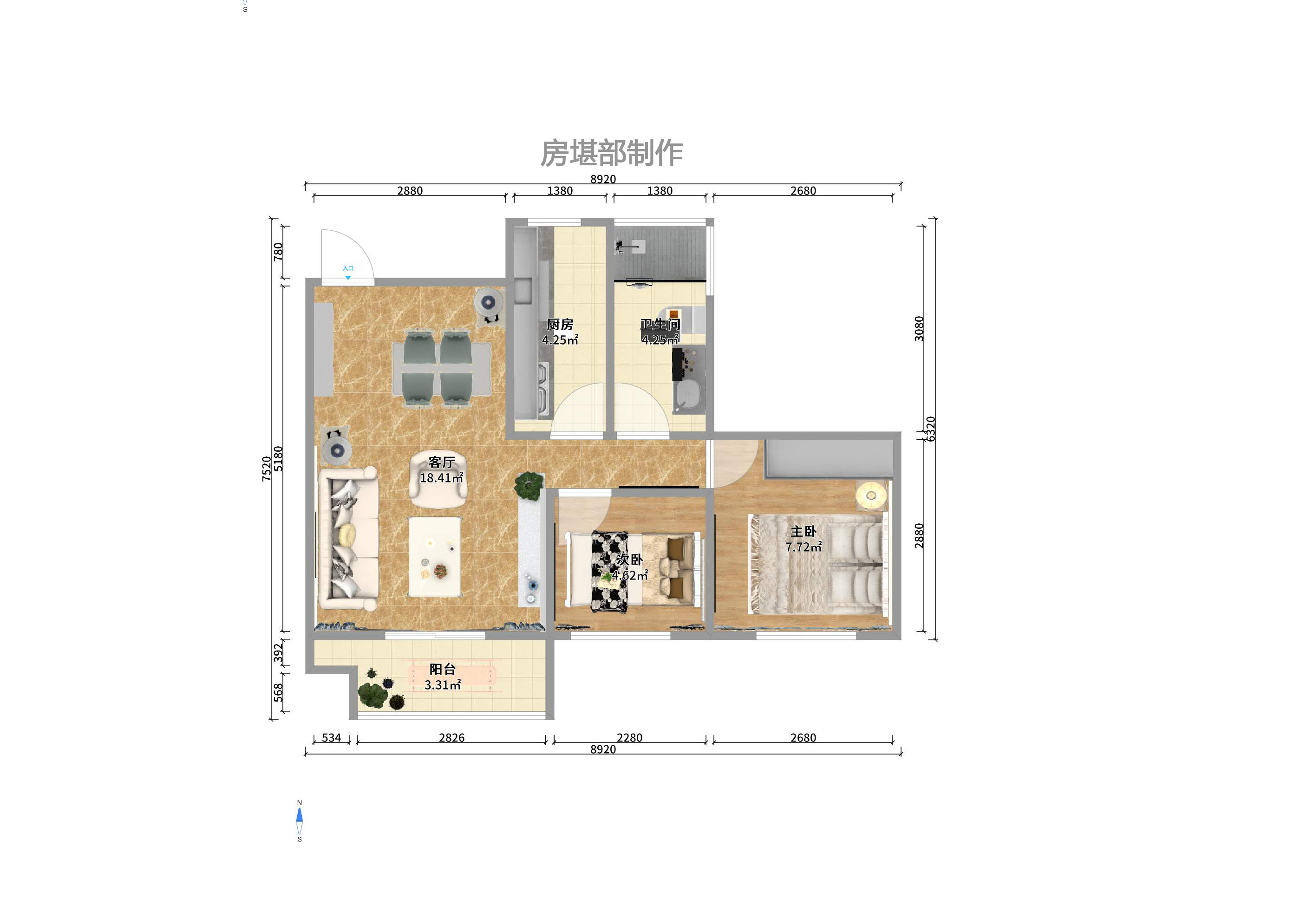 佳兆业时代广场 2室2厅1卫 2300.0元/月 佳兆业时代广场 2室2厅1卫 2300.0元/月户型图