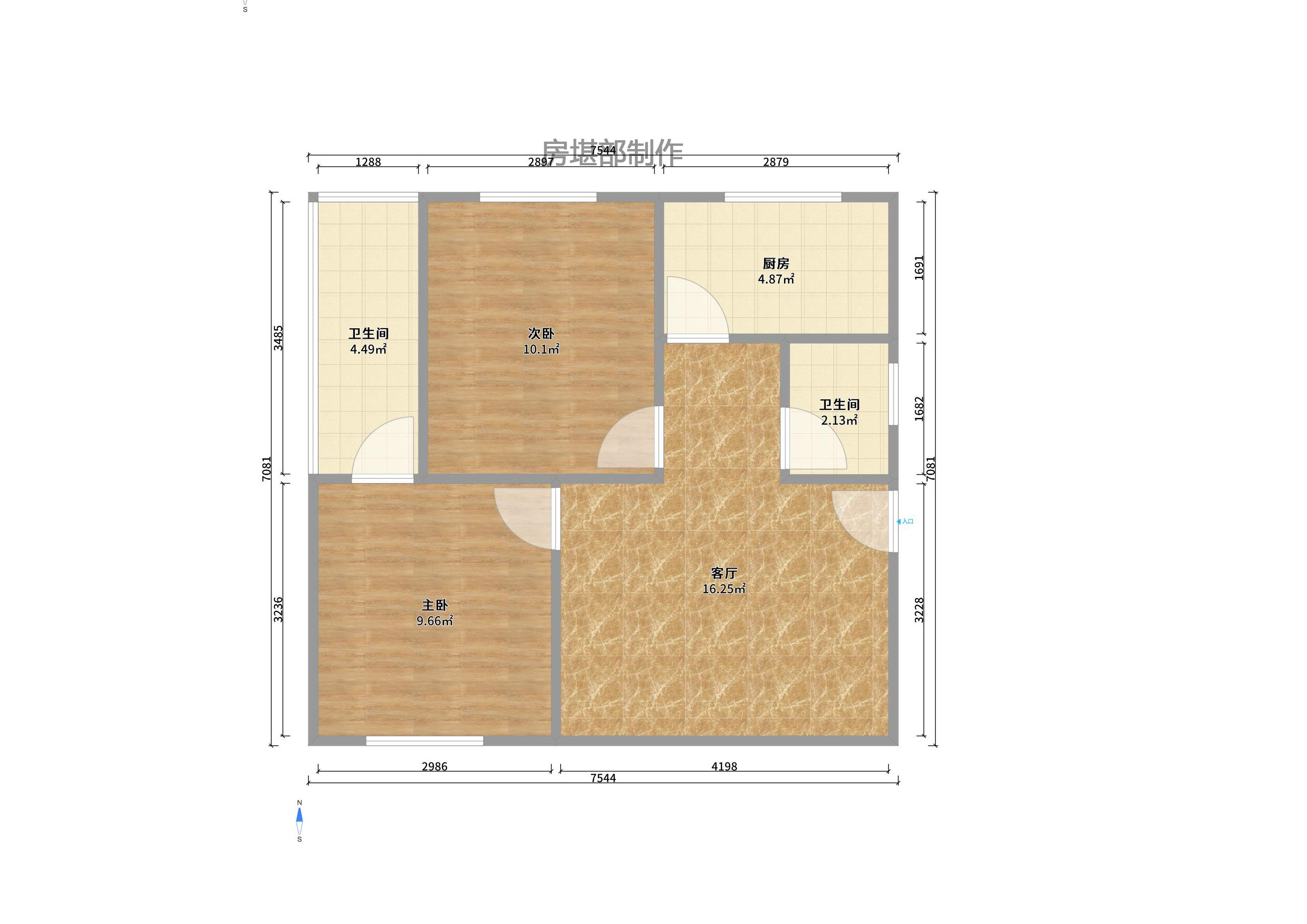 自然村公寓 2室1厅1卫 1200.0元/月 自然村公寓 2室1厅1卫 1200.0元/月户型图