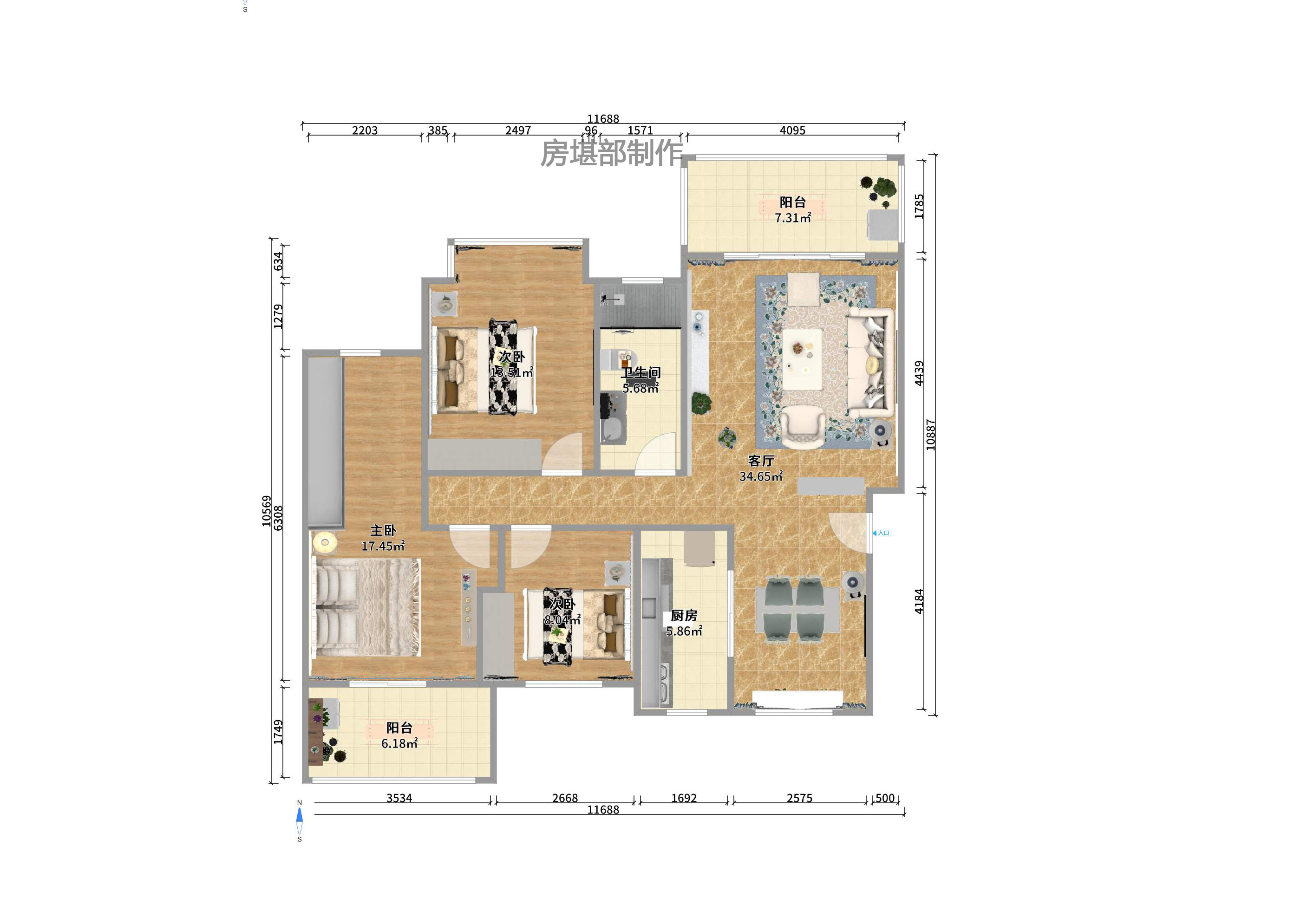 中南红领邦(红星嘉和苑) 3室2厅2卫 2300.0元/月 中南红领邦(红星嘉和苑) 3室2厅2卫 2300.0元/月户型图