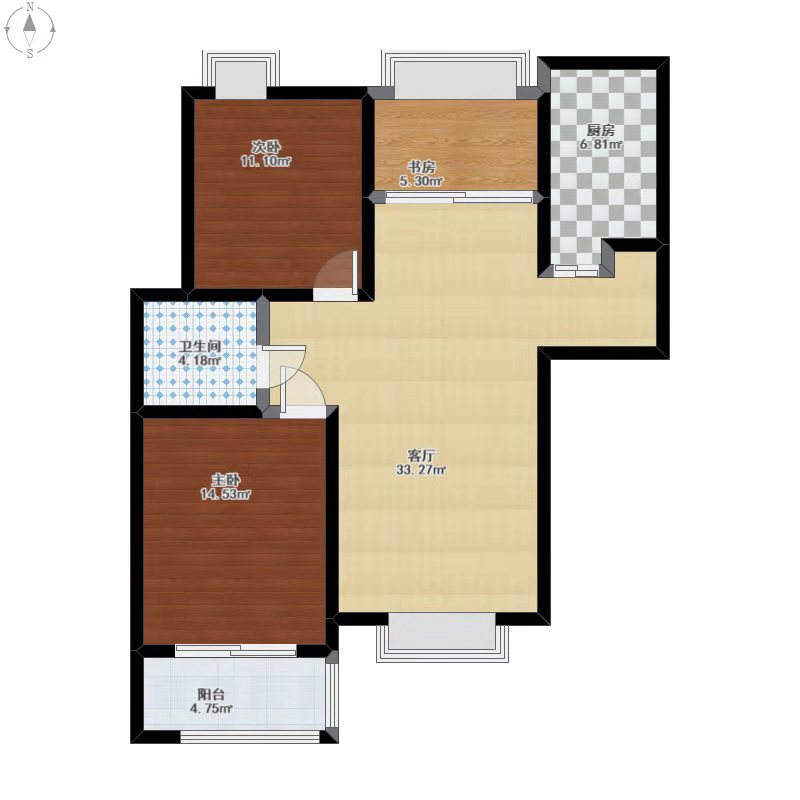 东湖绿洲 2室1厅1卫 1300.0元/月 东湖绿洲 2室1厅1卫 1300.0元/月户型图