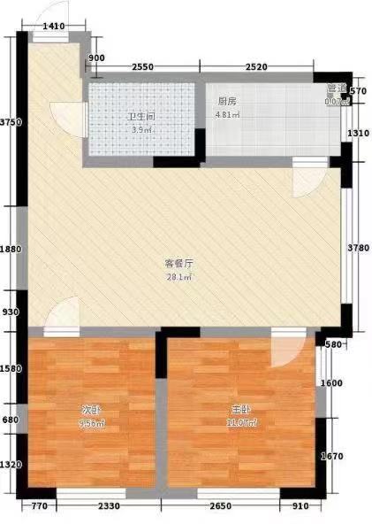 中天星城  3室2厅2卫   55.00万户型图