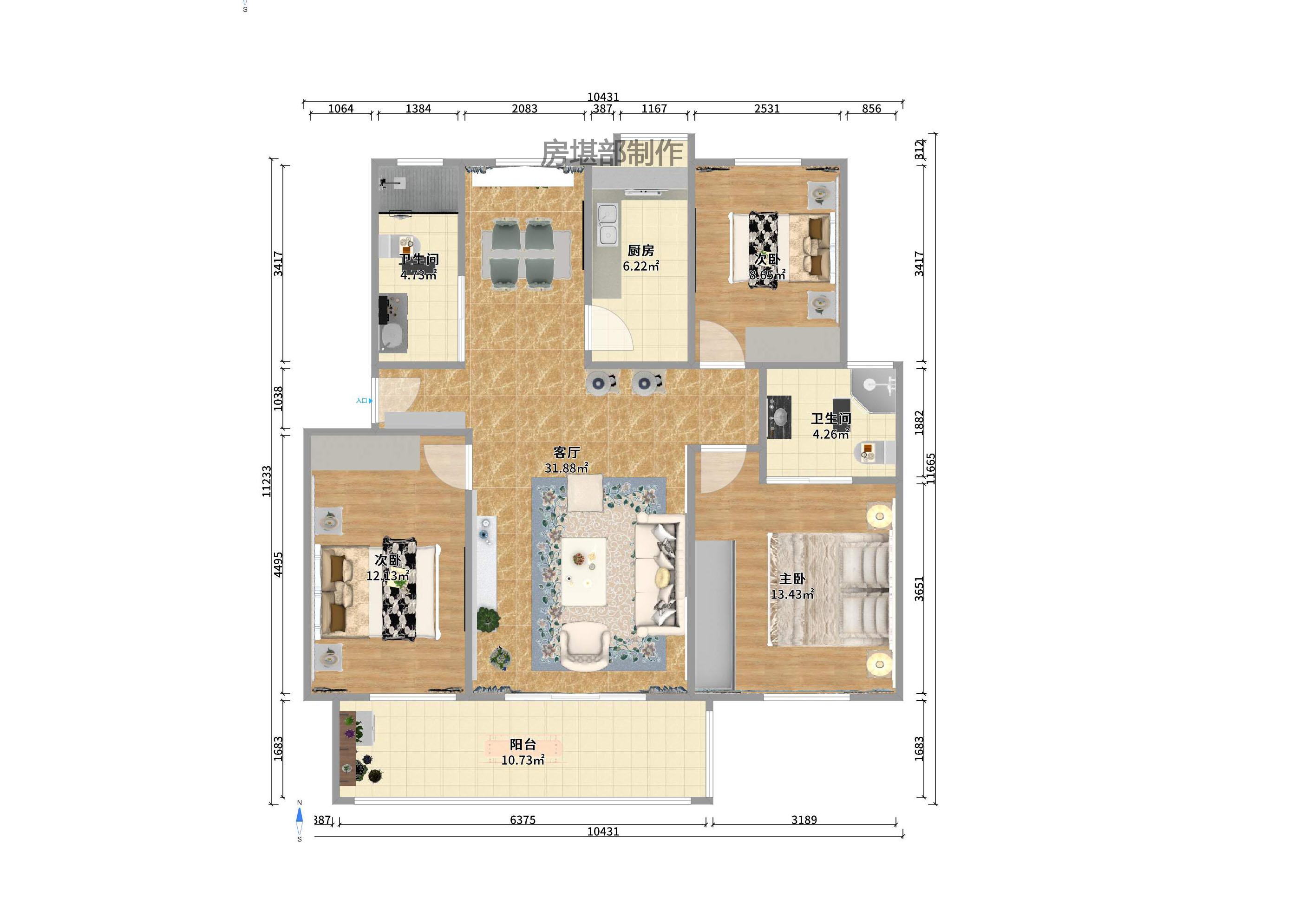 恒达花园 3室2厅1卫 2000.0元/月 恒达花园 3室2厅1卫 2000.0元/月户型图