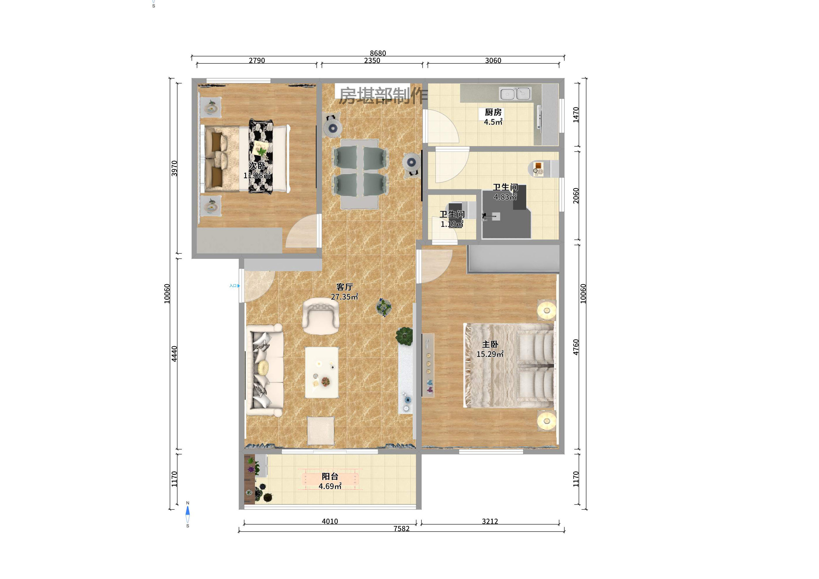 恩瑞麓山名园(龙王港小区) 3室2厅2卫 2600.0元/月 恩瑞麓山名园(龙王港小区) 3室2厅2卫 2600.0元/月户型图