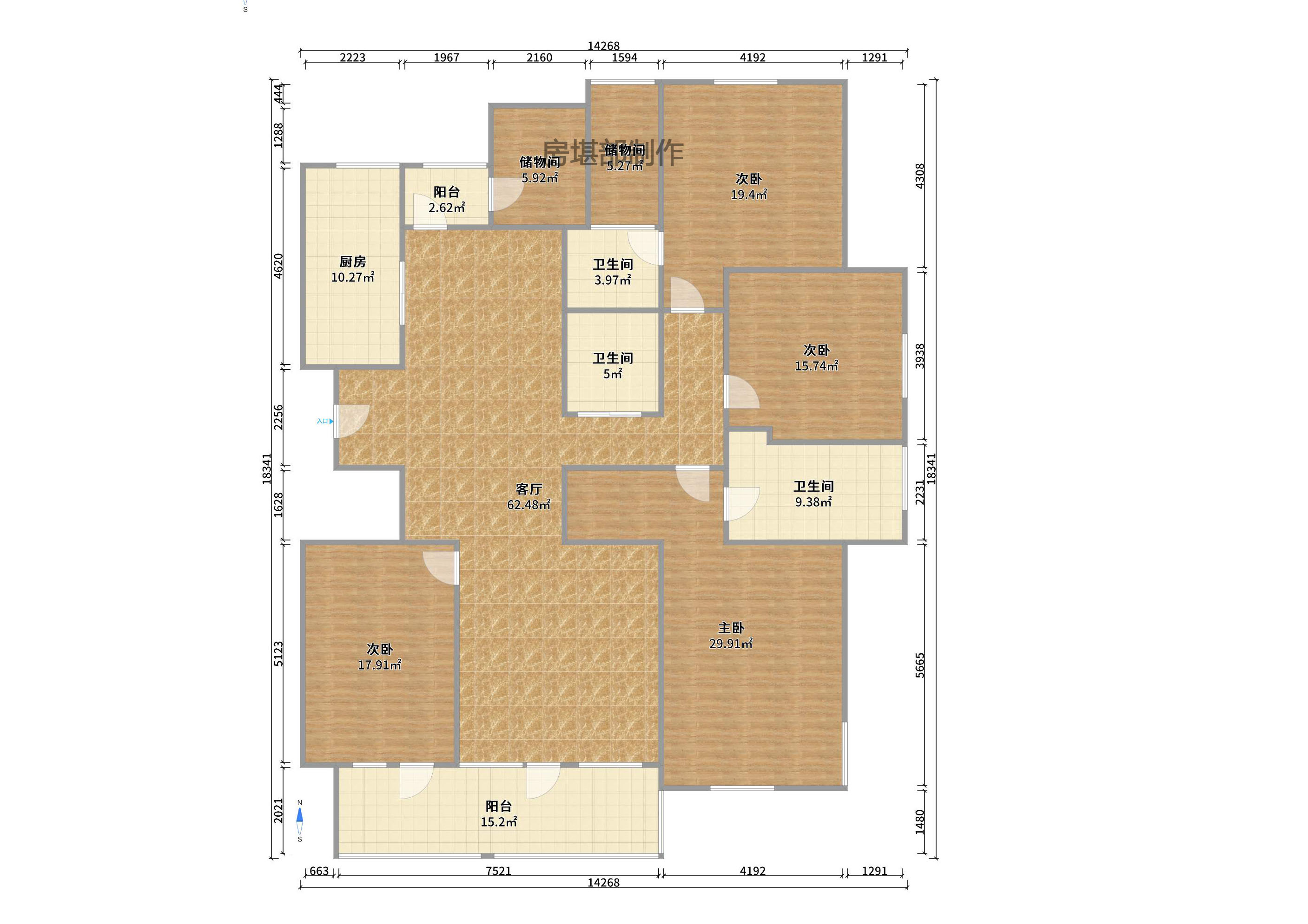 绿城桂花城 4室2厅2卫 3900.0元/月 绿城桂花城 4室2厅2卫 3900.0元/月户型图