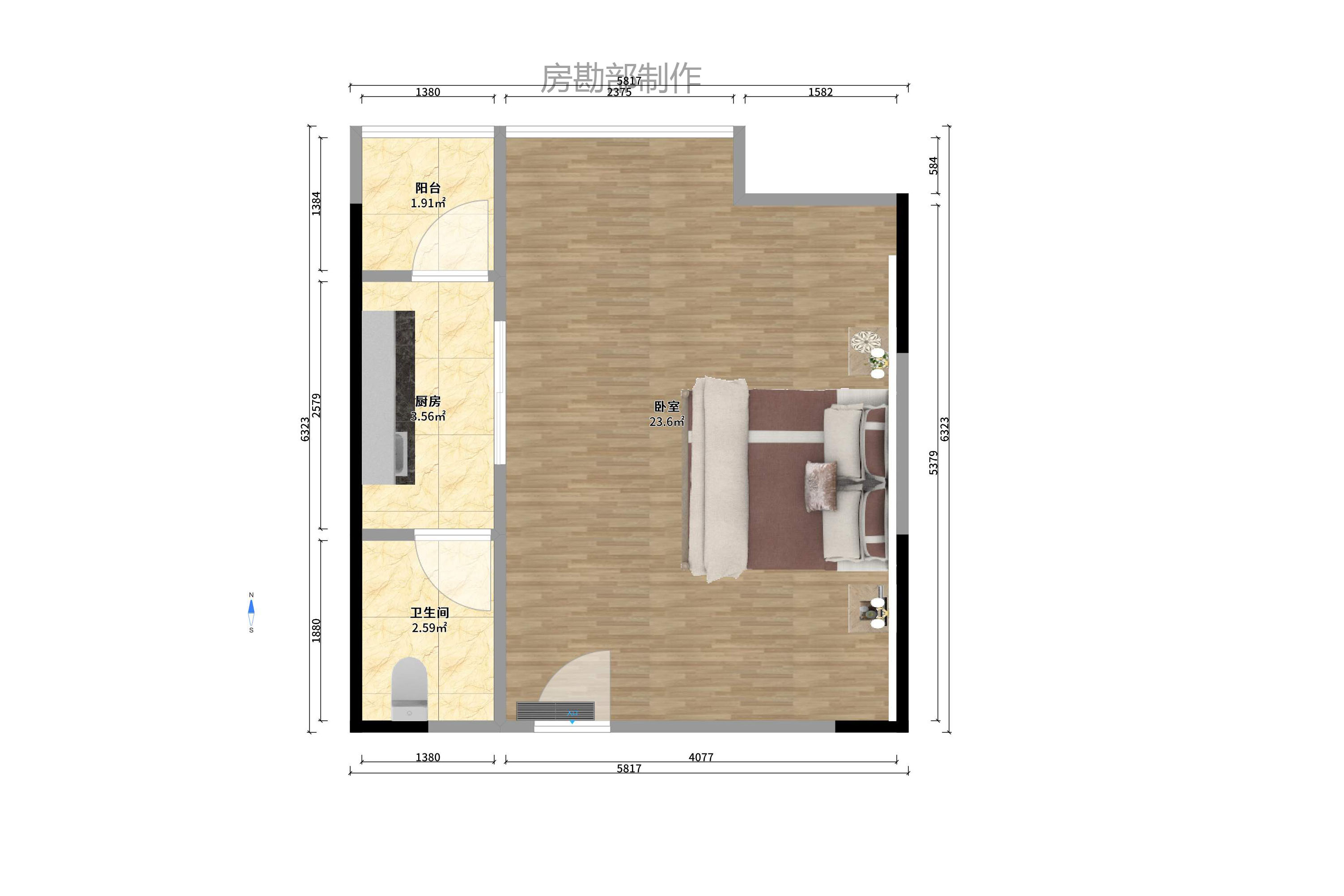 凯轩云顶  1室1厅1卫    1500.0元/月 凯轩云顶  1室1厅1卫    1500.0元/月户型图