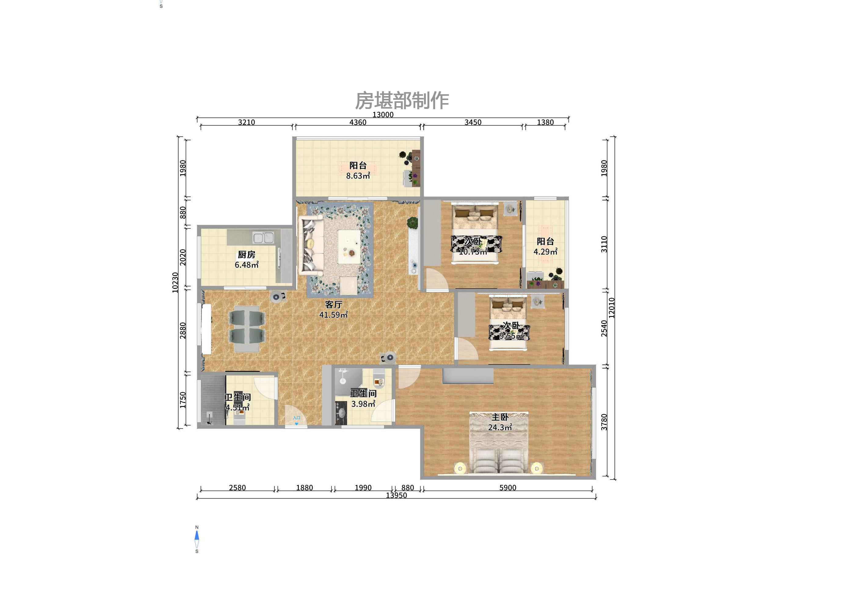 湘水郡(兴旺小爱同学) 3室2厅2卫 2500.0元/月 湘水郡(兴旺小爱同学) 3室2厅2卫 2500.0元/月户型图