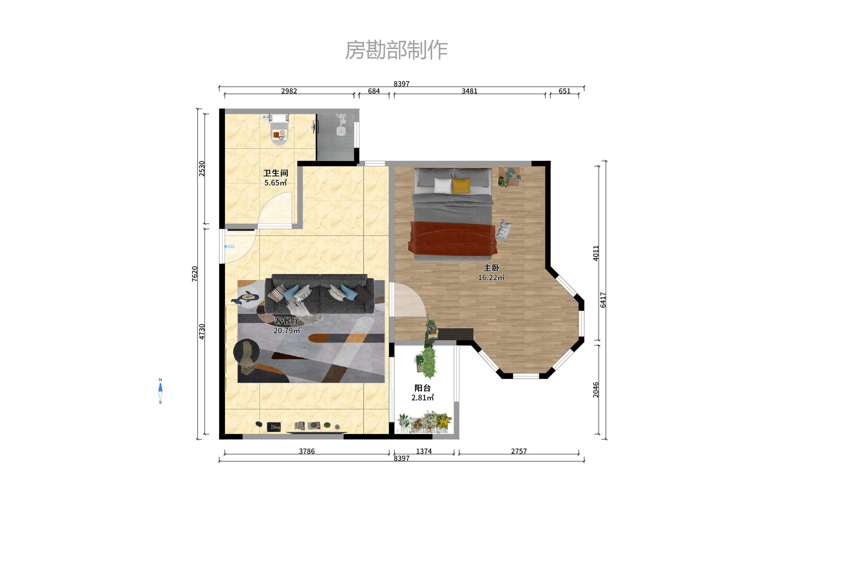 锦绣世纪 1室1厅1卫 1700.0元/月 锦绣世纪 1室1厅1卫 1700.0元/月户型图