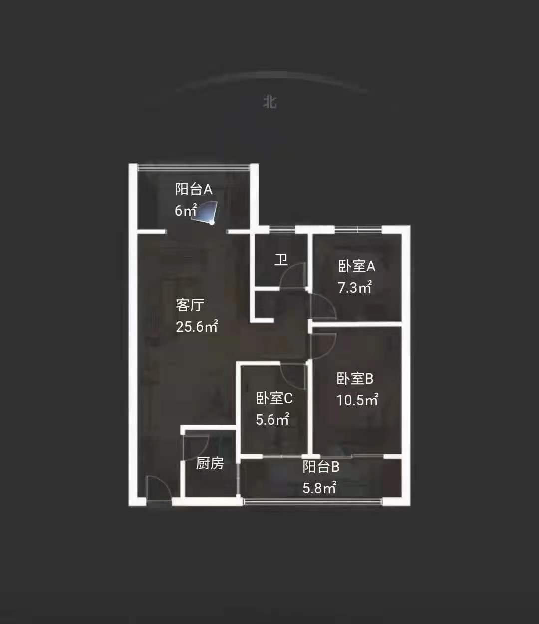 三迪枫丹  3室2厅1卫   2700.00元/月户型图