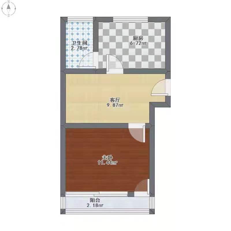 小桃小区  1室1厅1卫   400.00元/月户型图