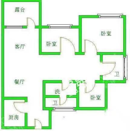 远大中央公园三期  3室2厅1卫   2400.00元/月户型图