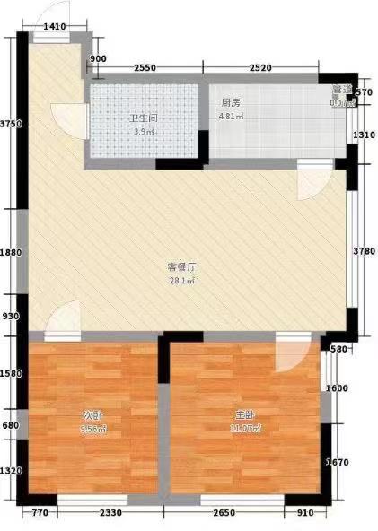 锦绣湘城  2室2厅1卫   53.80万户型图