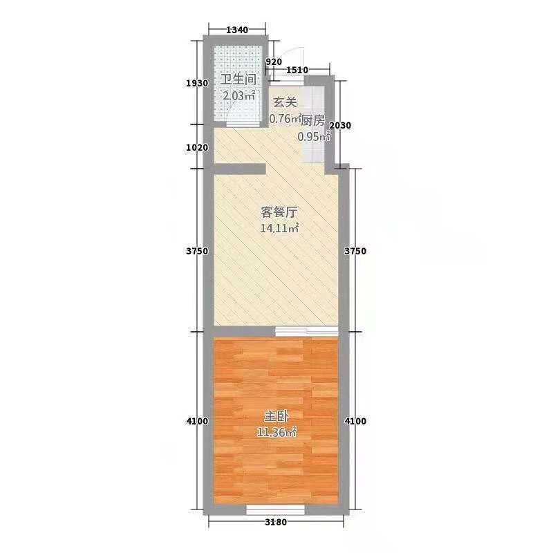 尚书房  1室1厅1卫   1450.00元/月户型图