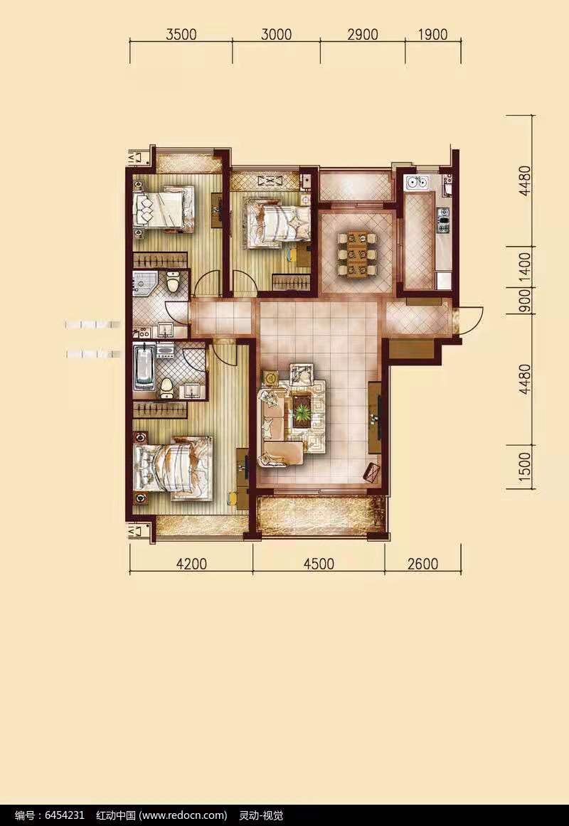 北美阳光城  4室2厅2卫   200.00万户型图