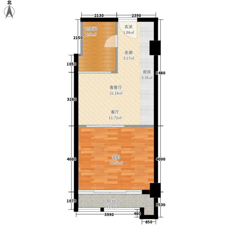 厚朴国际  1室1厅1卫    1200.0元/月户型图