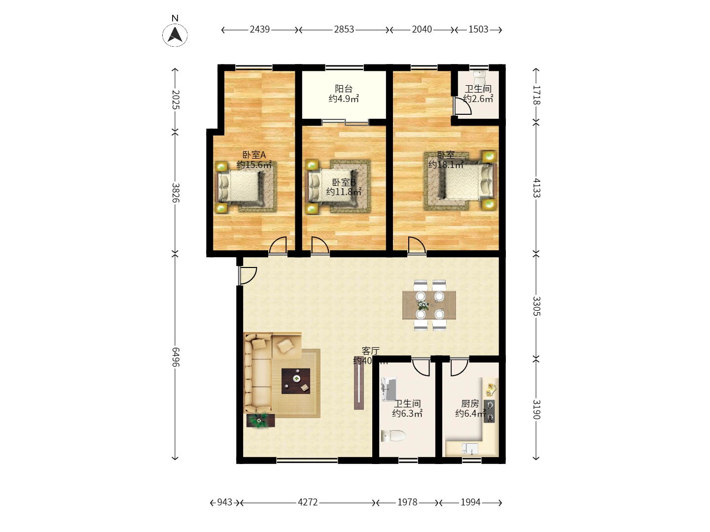 湖南石油化學(xué)工業(yè)局小區(qū)（侯家塘化工廳）室內(nèi)圖2