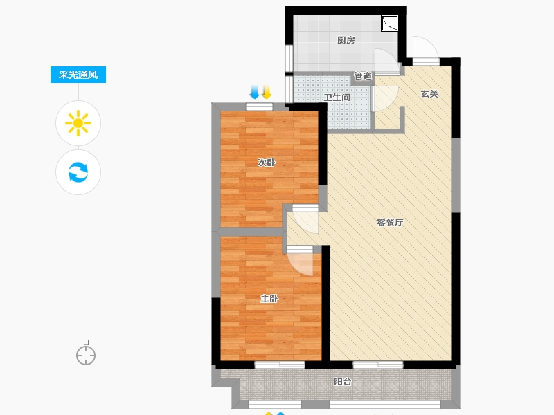 小桃小区  2室2厅1卫   680.00元/月户型图