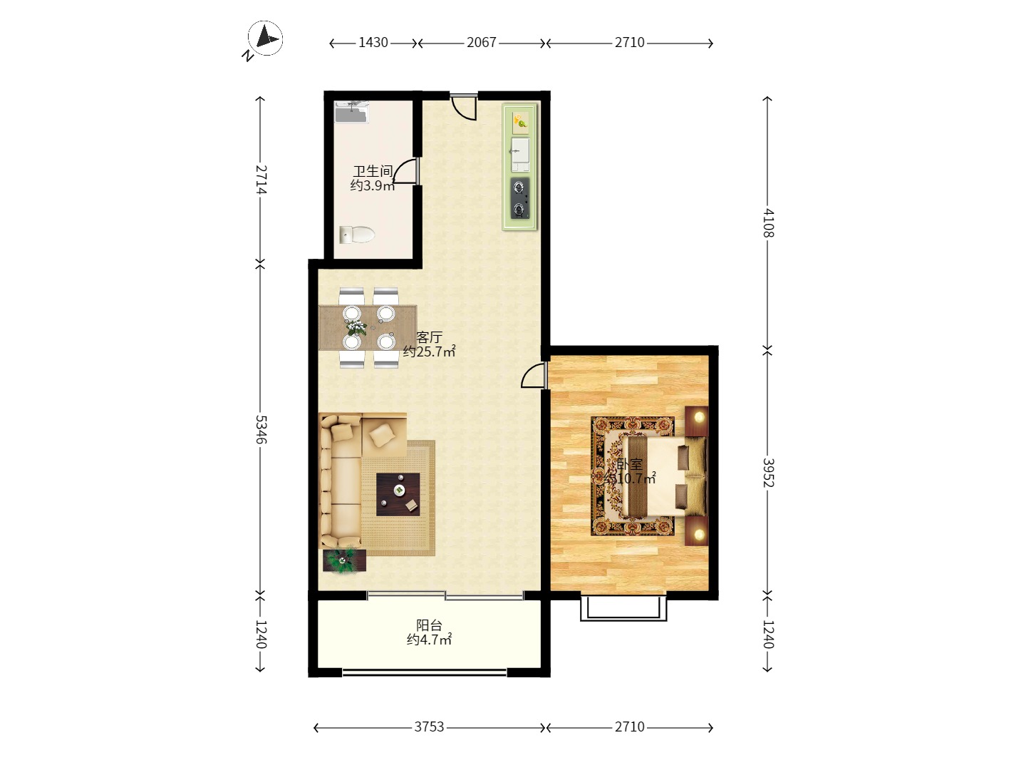 恒大御景湾  1室1厅1卫    2250.0元/月 恒大御景湾  1室1厅1卫    2250.0元/月户型图
