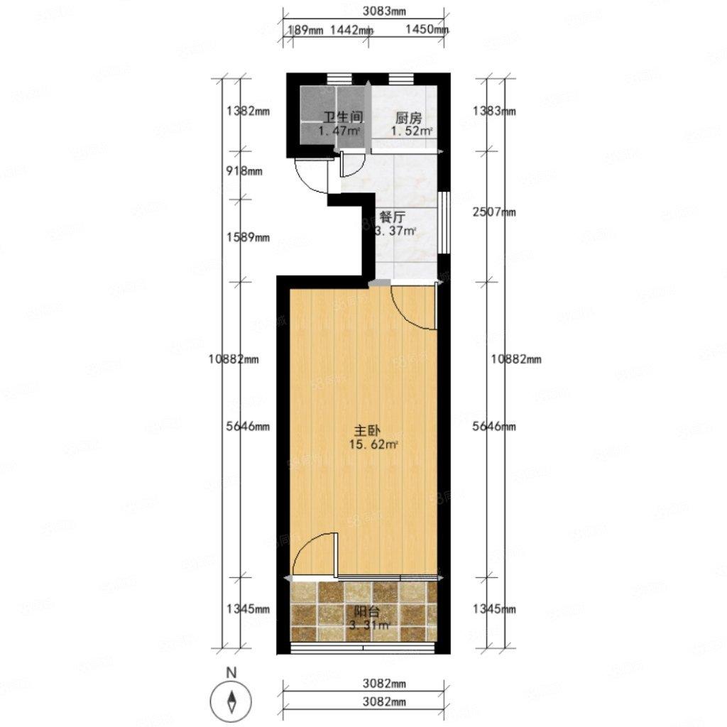 梓山湖公馆  1室1厅1卫   39.00万户型图