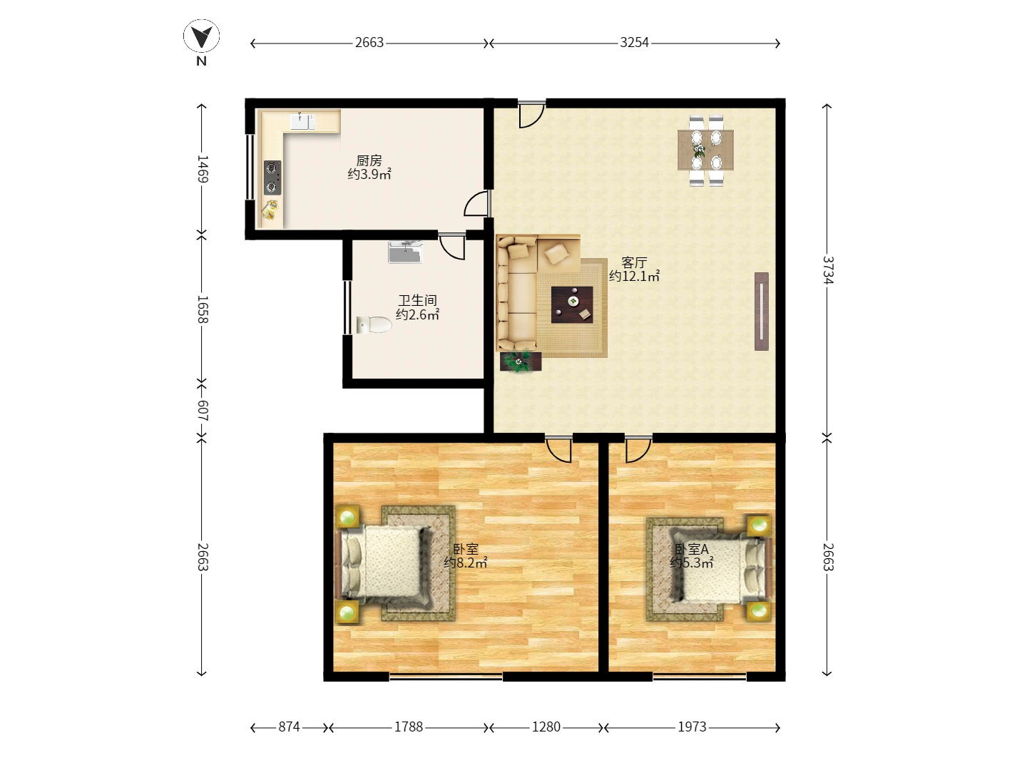 中建芙蓉工社  2室1厅1卫   42.00万户型图