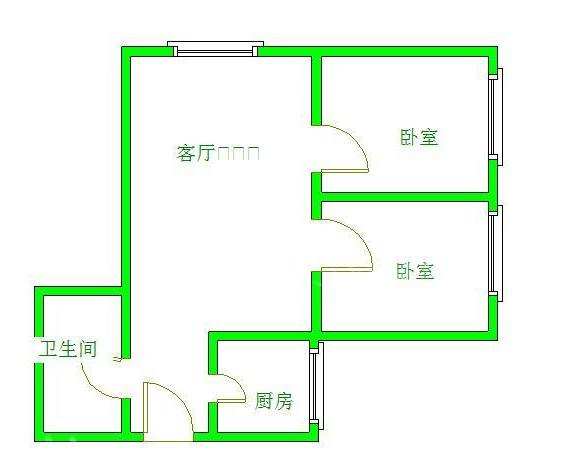 二江花园  2室2厅1卫   1350.00元/月户型图